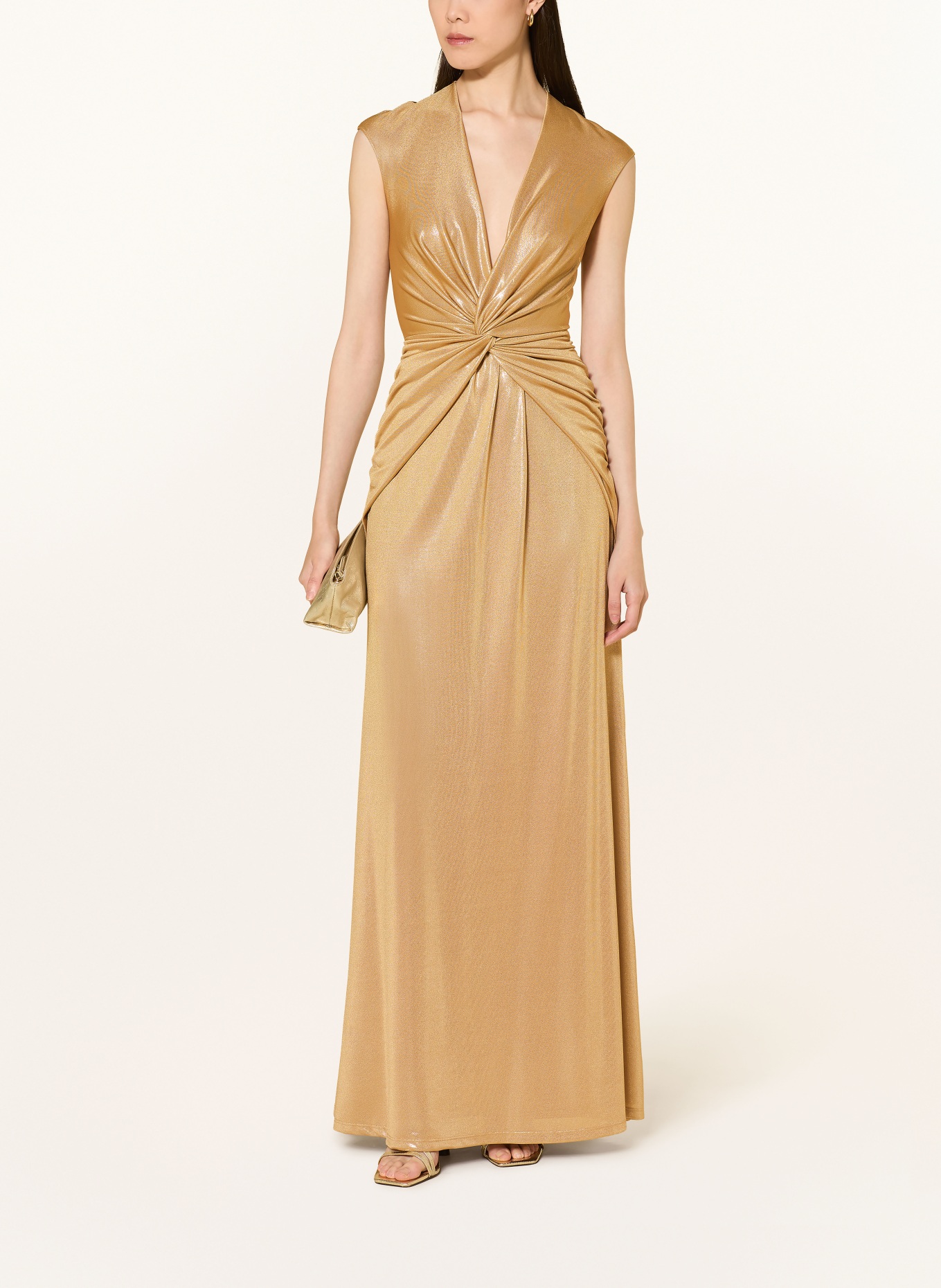 LAUREN RALPH LAUREN Abendkleid aus Jersey mit Glitzergarn: GOLD