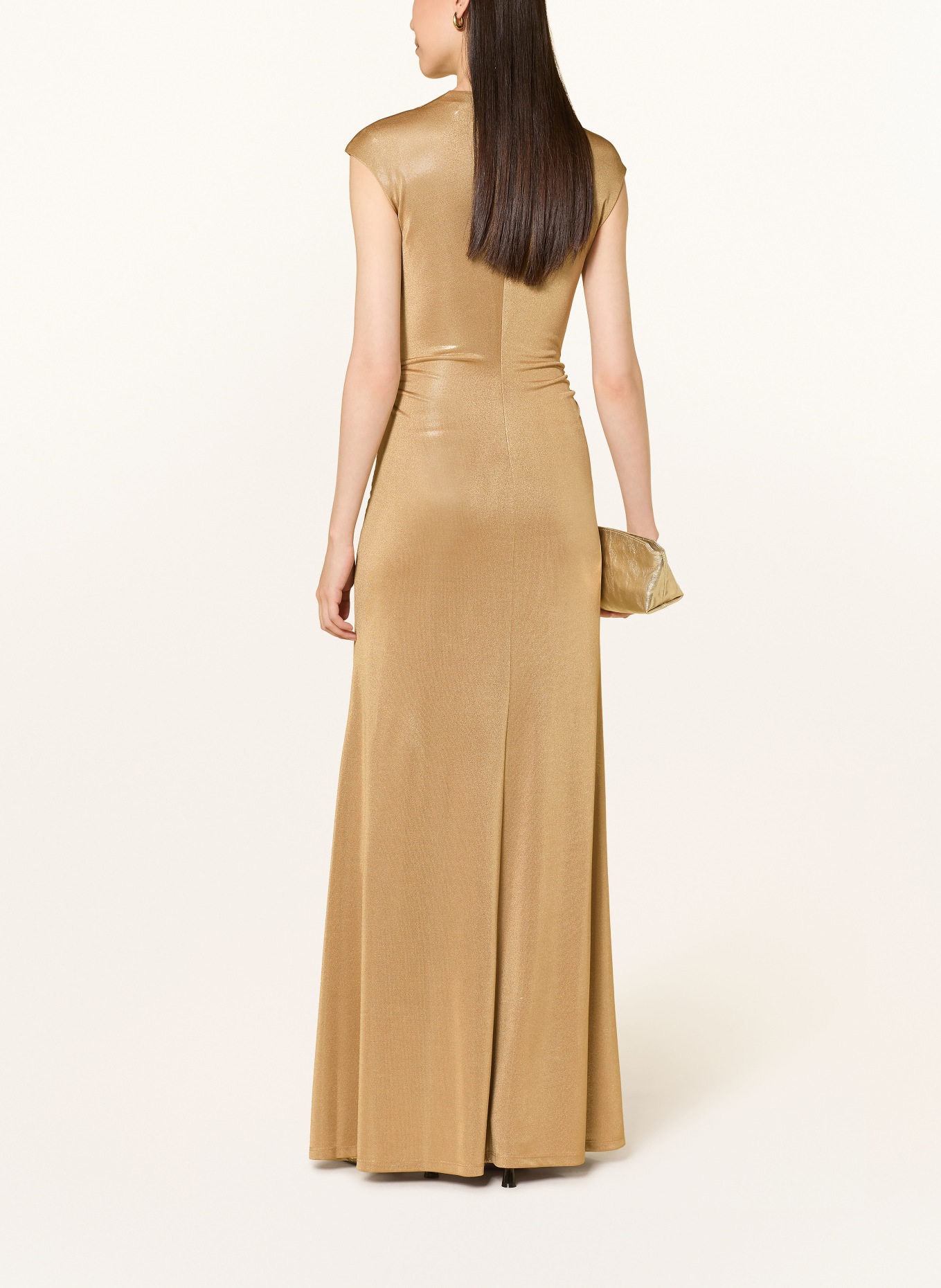 LAUREN RALPH LAUREN Abendkleid aus Jersey mit Glitzergarn: GOLD