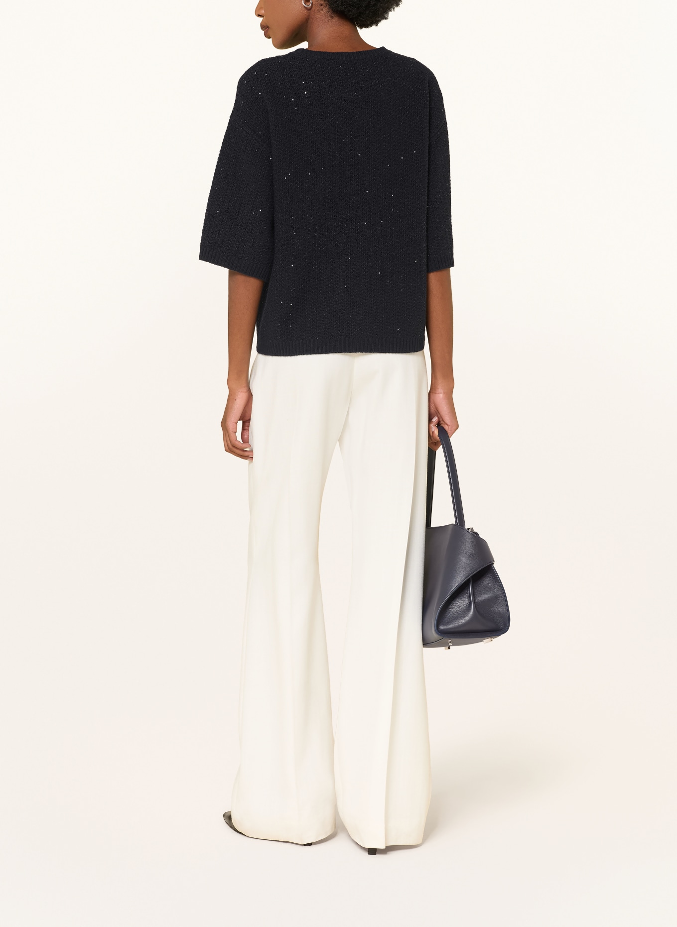 FABIANA FILIPPI Strickshirt mit Pailletten: SCHWARZ
