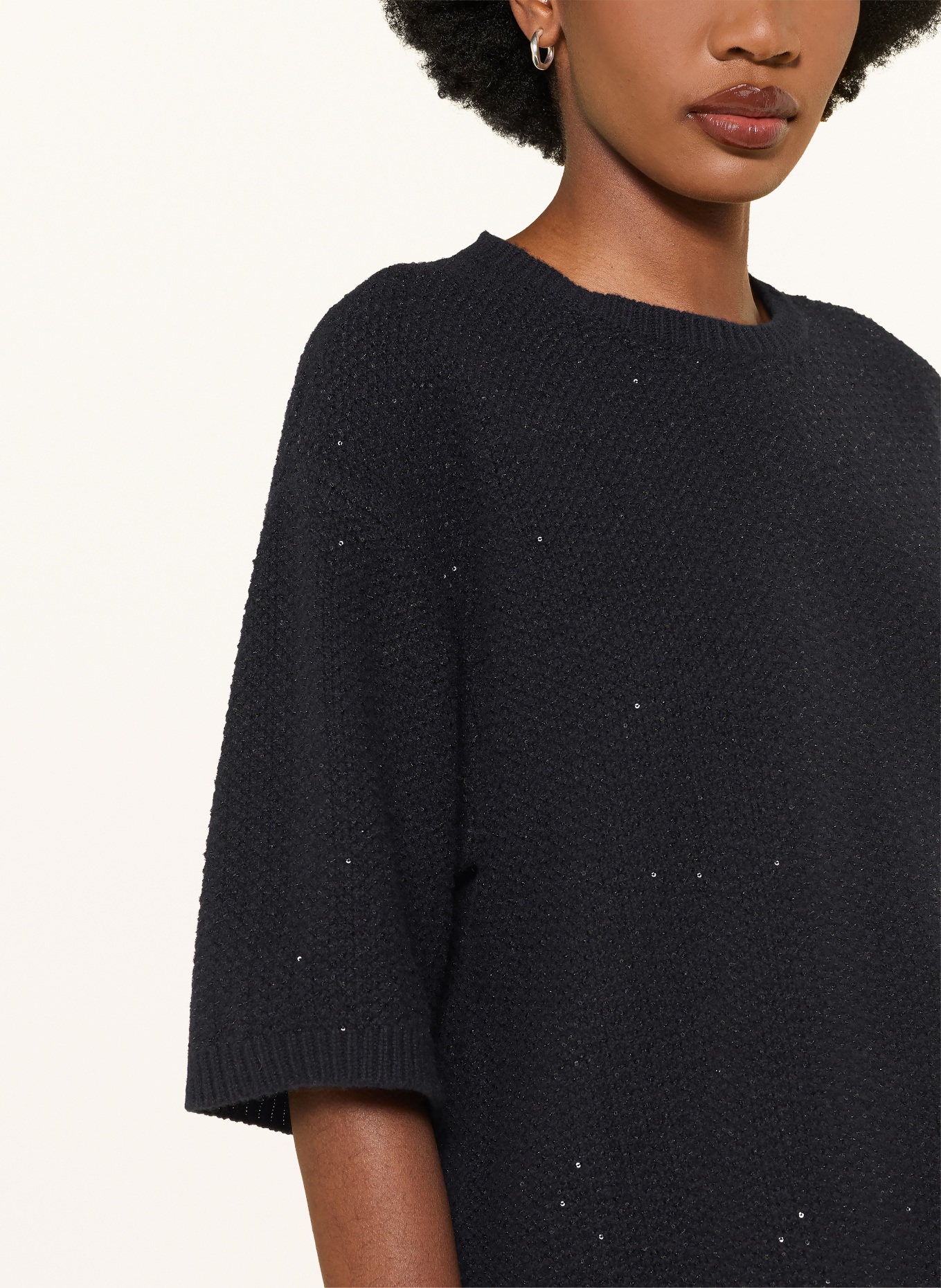 FABIANA FILIPPI Strickshirt mit Pailletten: SCHWARZ