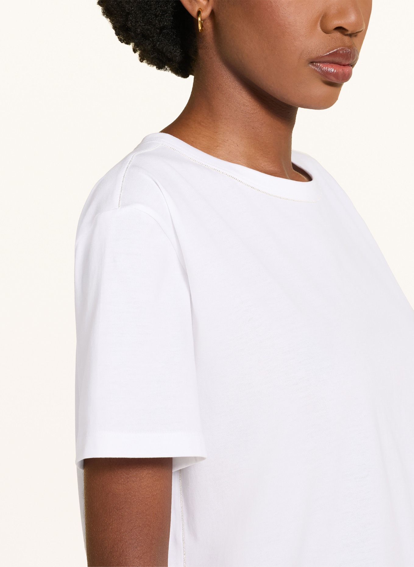 FABIANA FILIPPI T-shirt z ozdobnymi koralikami: BIAŁY