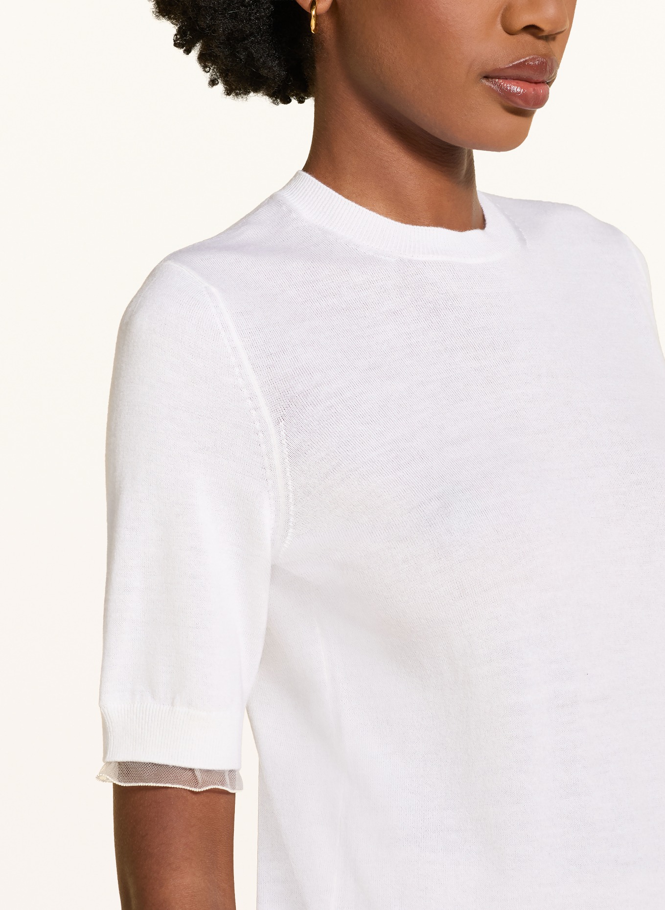 FABIANA FILIPPI Strickshirt mit Schmucksteinen: WEISS