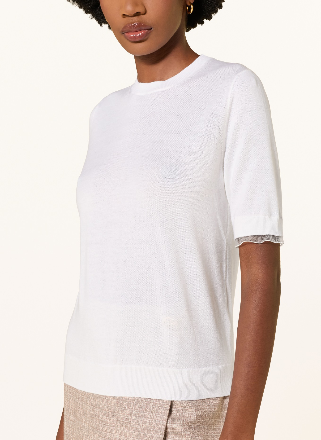FABIANA FILIPPI Strickshirt mit Schmucksteinen: WEISS