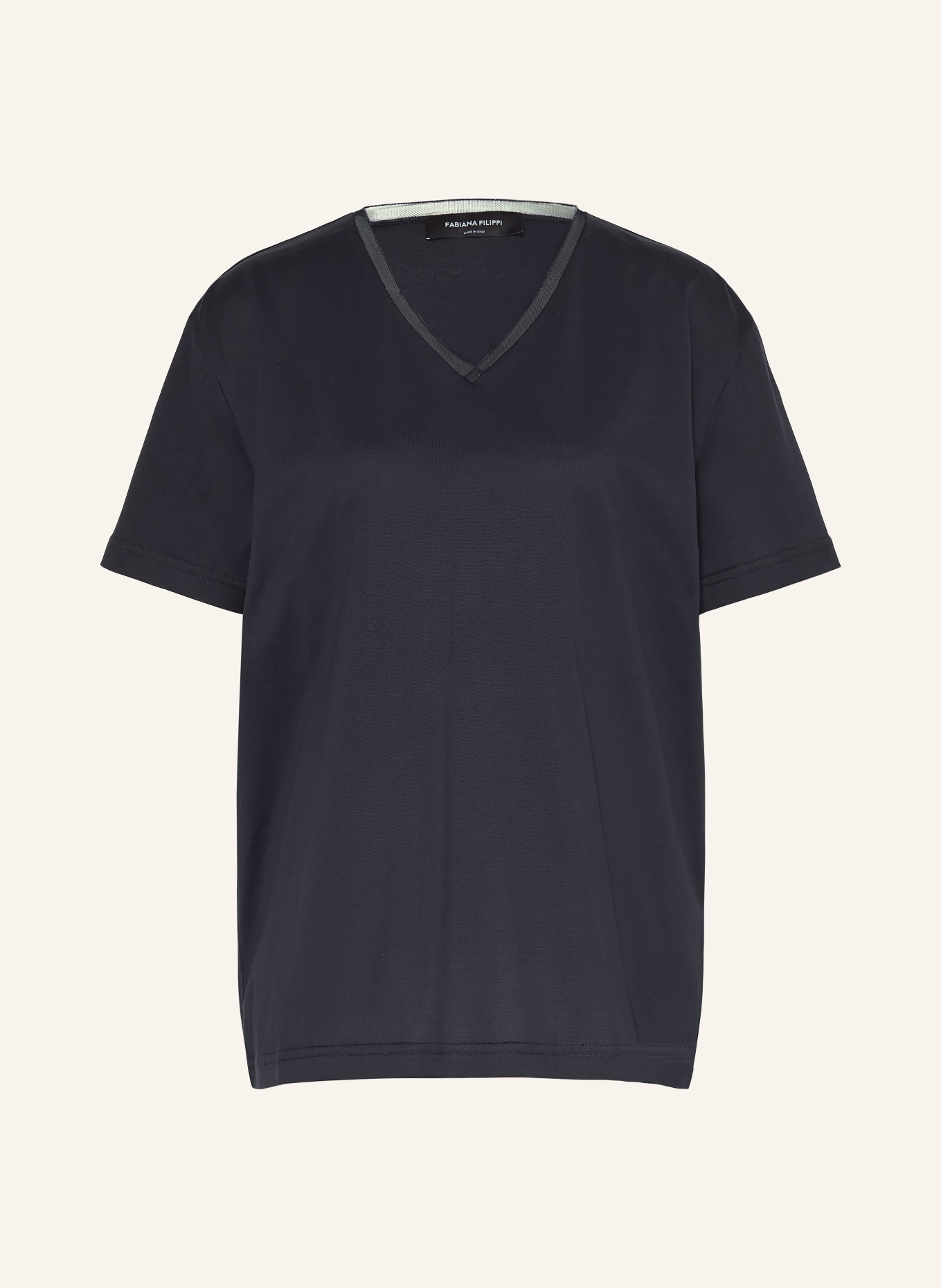 FABIANA FILIPPI T-shirt with decorative beads: DARK BLUE