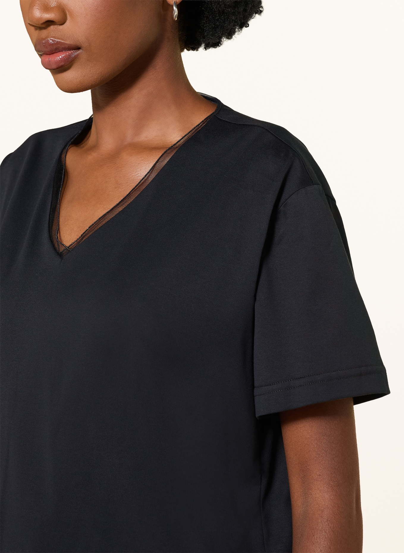 FABIANA FILIPPI T-shirt with decorative beads: DARK BLUE