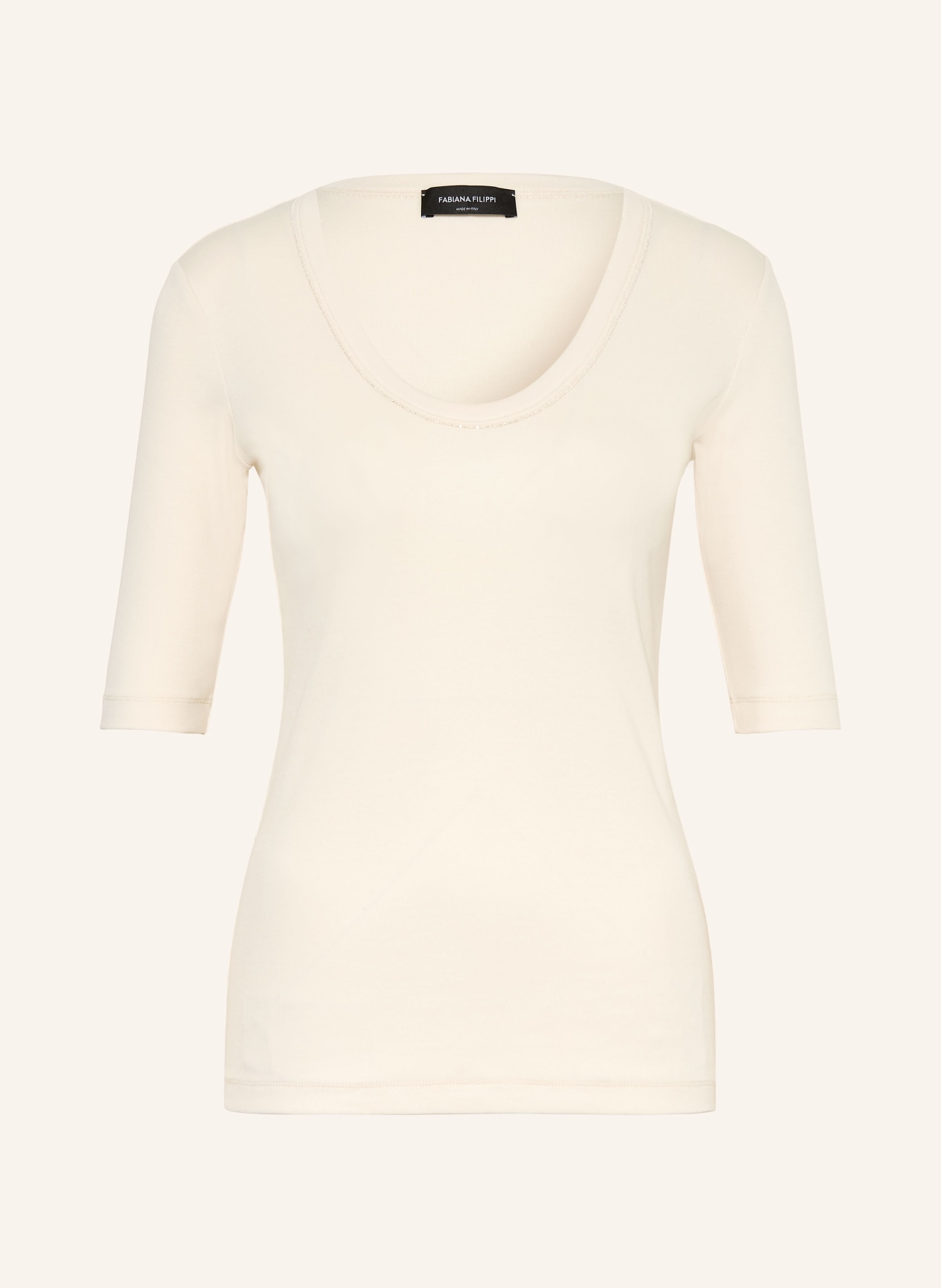 FABIANA FILIPPI T-shirt z ozdobnymi koralikami: ECRU
