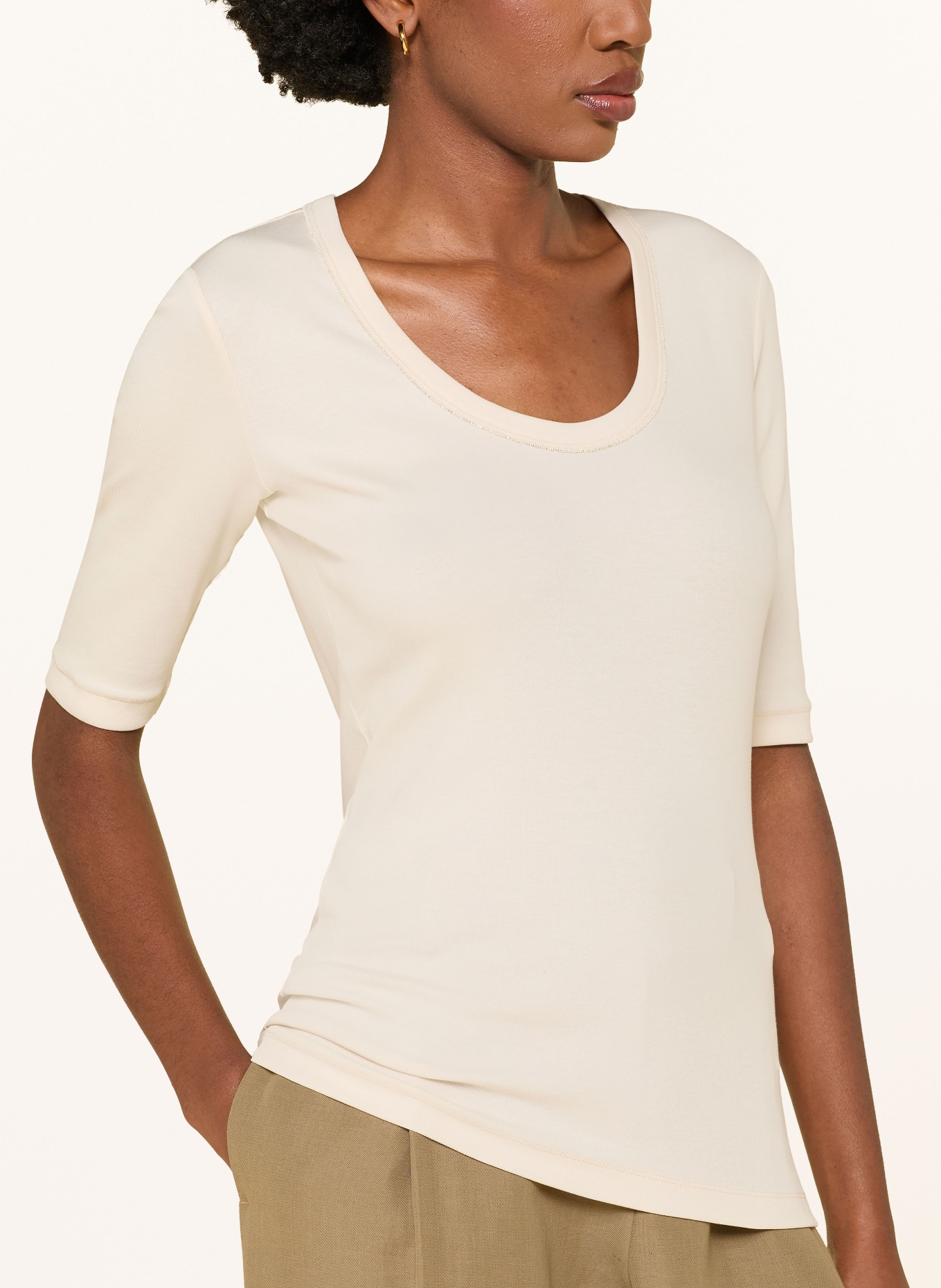 FABIANA FILIPPI T-shirt z ozdobnymi koralikami: ECRU