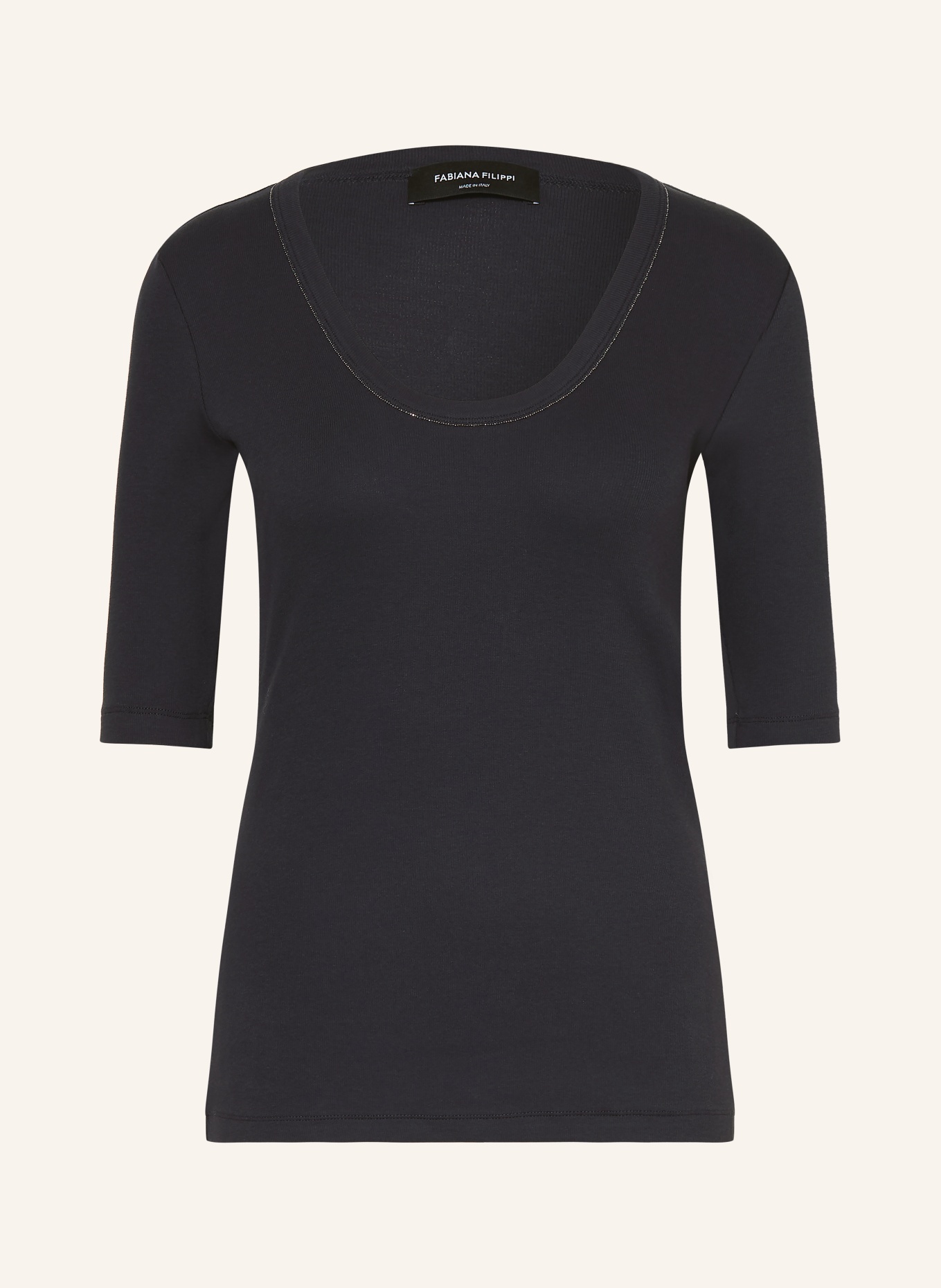 FABIANA FILIPPI T-shirt z ozdobnymi koralikami: GRANATOWY