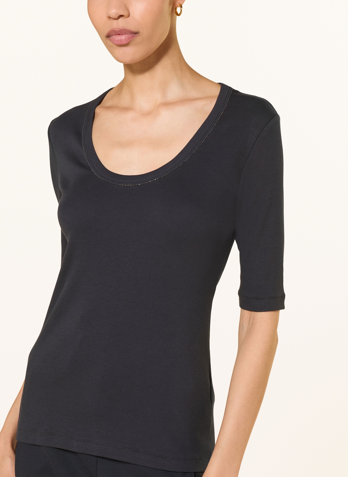 FABIANA FILIPPI T-shirt z ozdobnymi koralikami: GRANATOWY