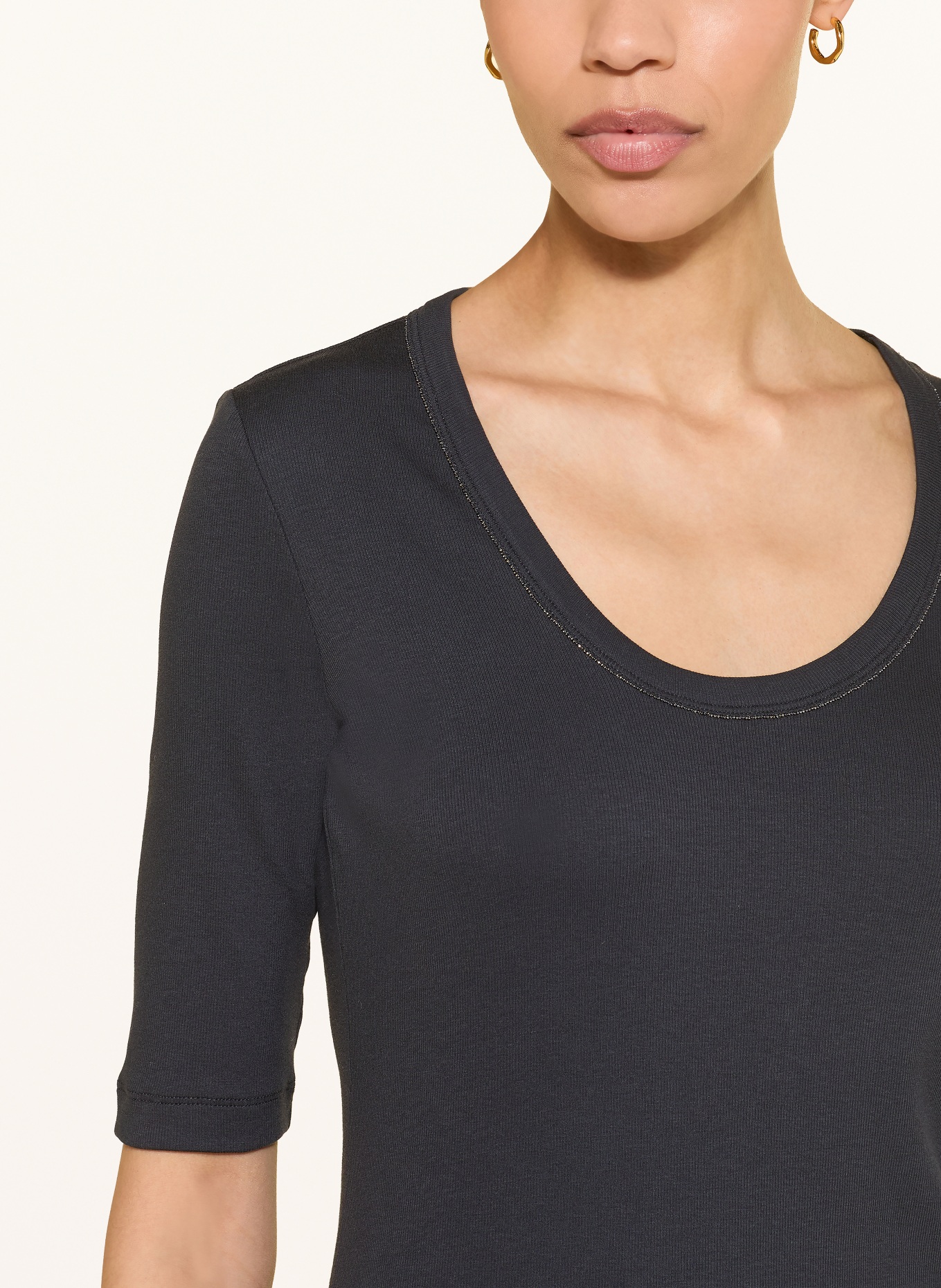 FABIANA FILIPPI T-shirt z ozdobnymi koralikami: GRANATOWY