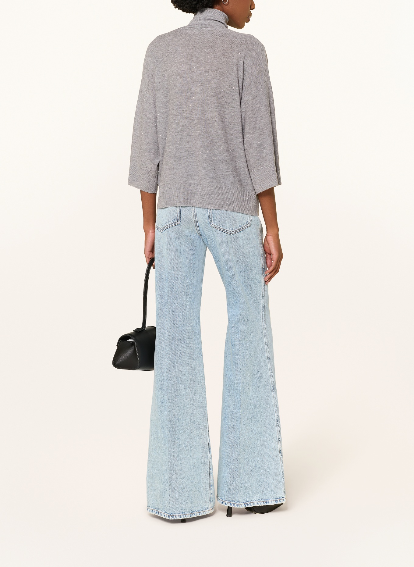 FABIANA FILIPPI Pullover mit 3/4-Arm und Pailletten: GRAU