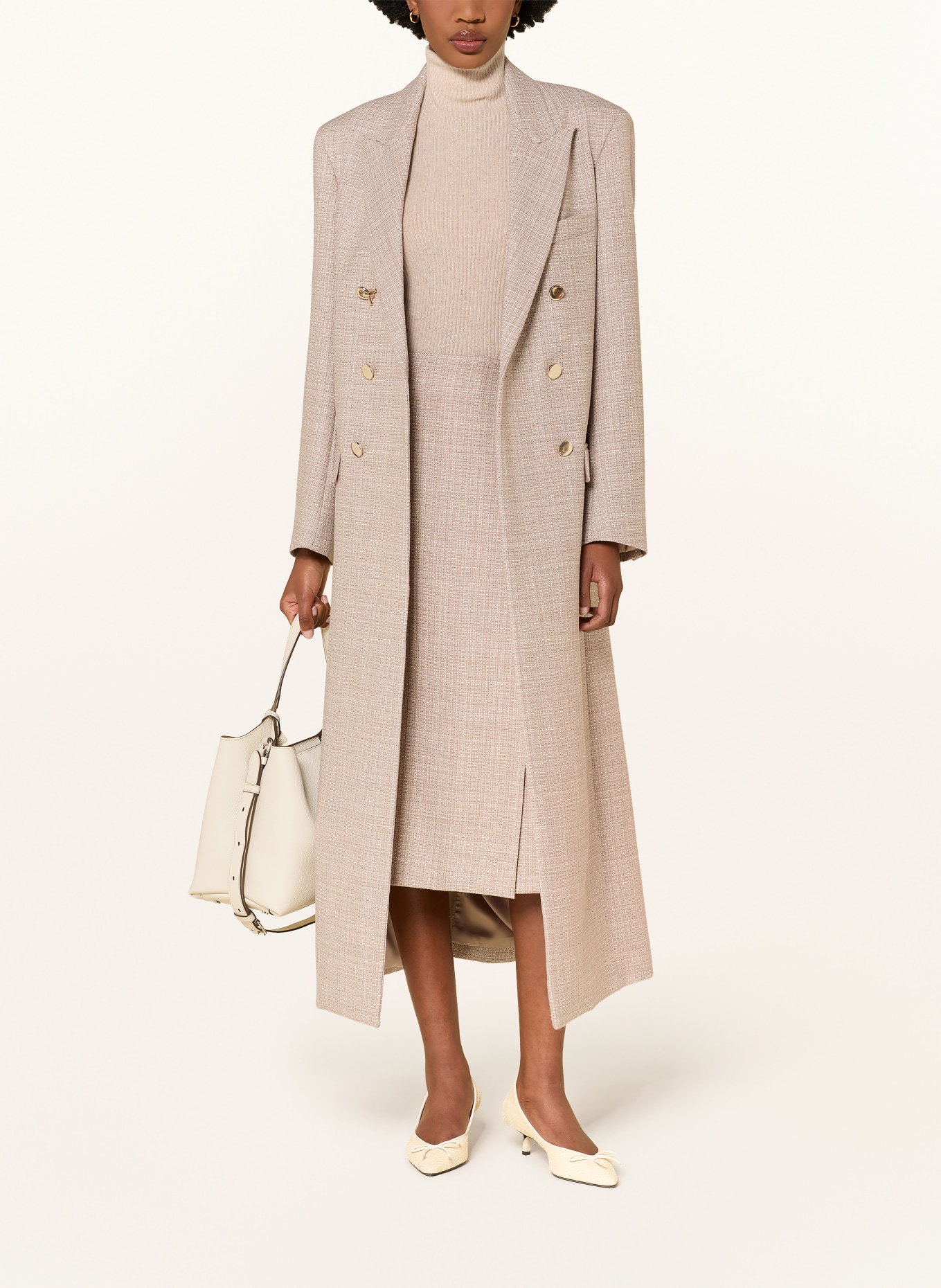 FABIANA FILIPPI Pull à col roulé en laine mérinos: BEIGE