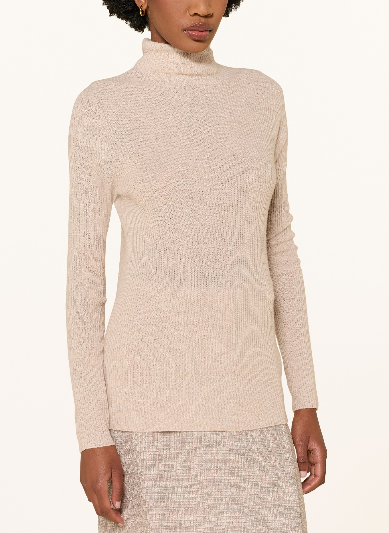 FABIANA FILIPPI Pull à col roulé en laine mérinos: BEIGE