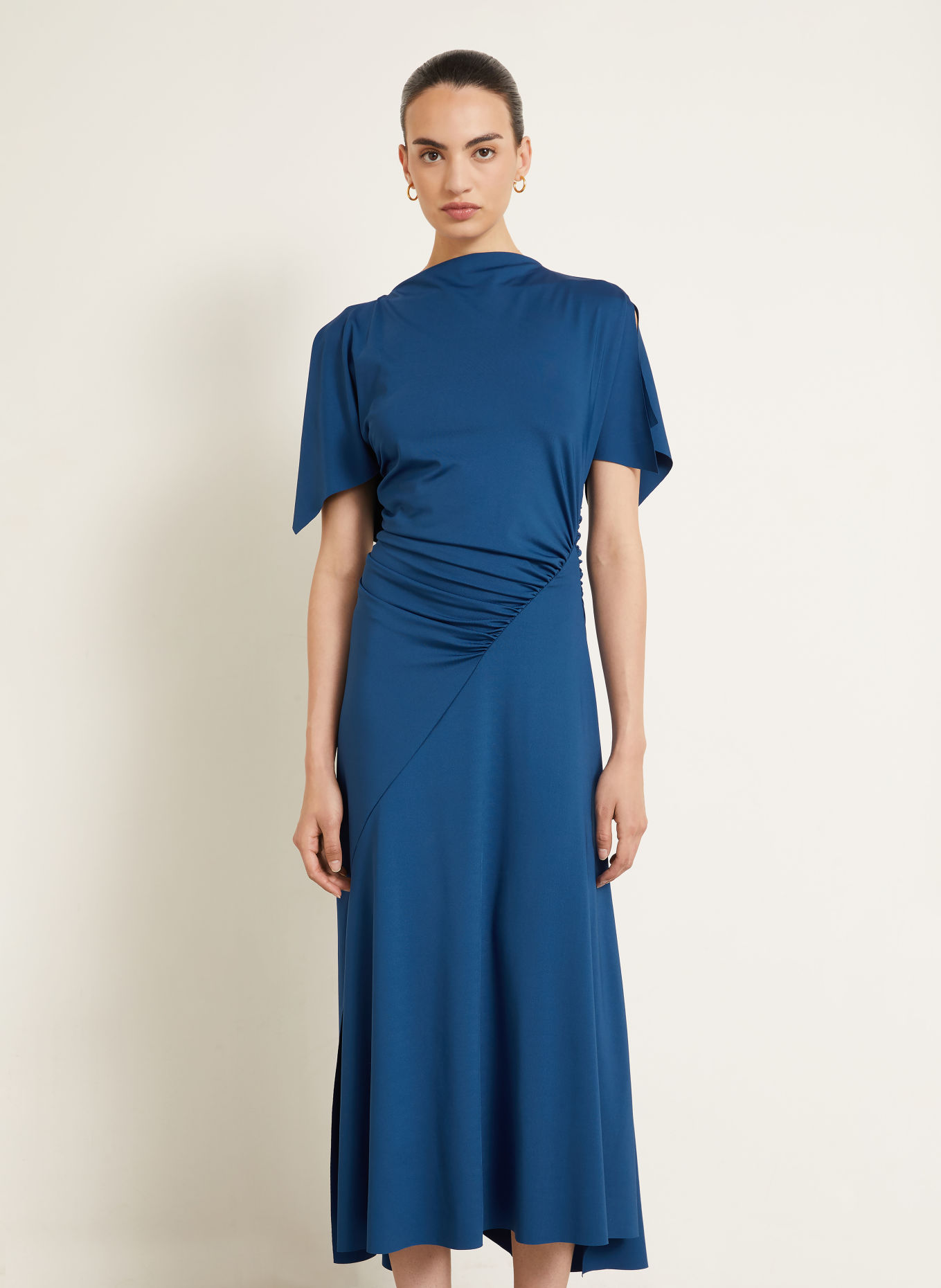 VICTORIA BECKHAM BLOUSEY cocktail dress made of jersey: BLUE