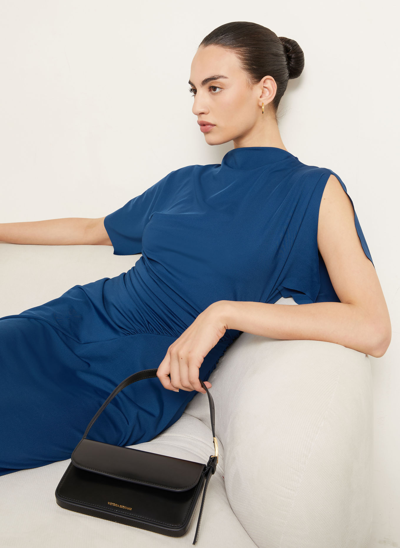 VICTORIA BECKHAM BLOUSEY cocktail dress made of jersey: BLUE