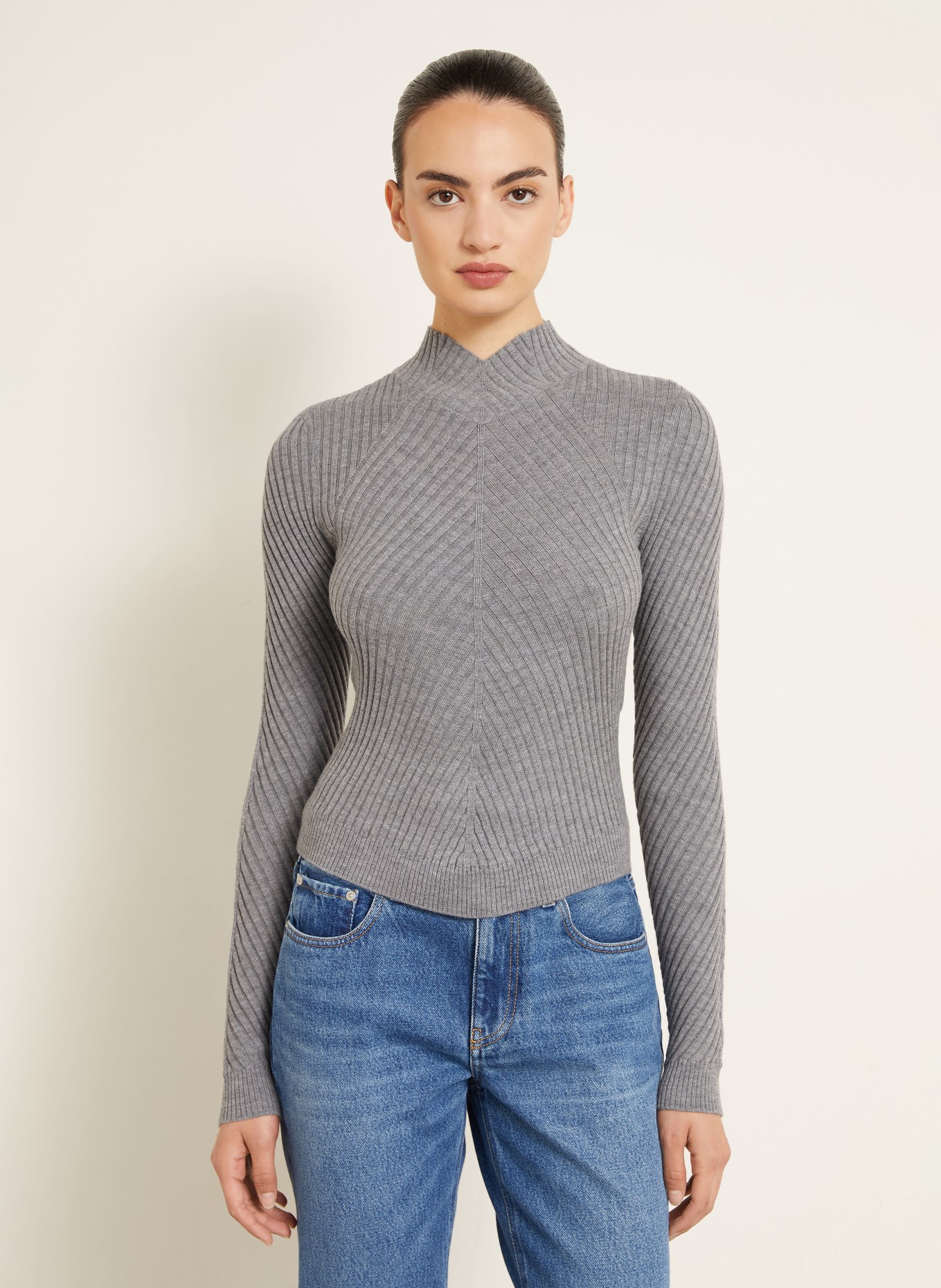 VICTORIA BECKHAM Pullover aus Merinowolle: GRAU