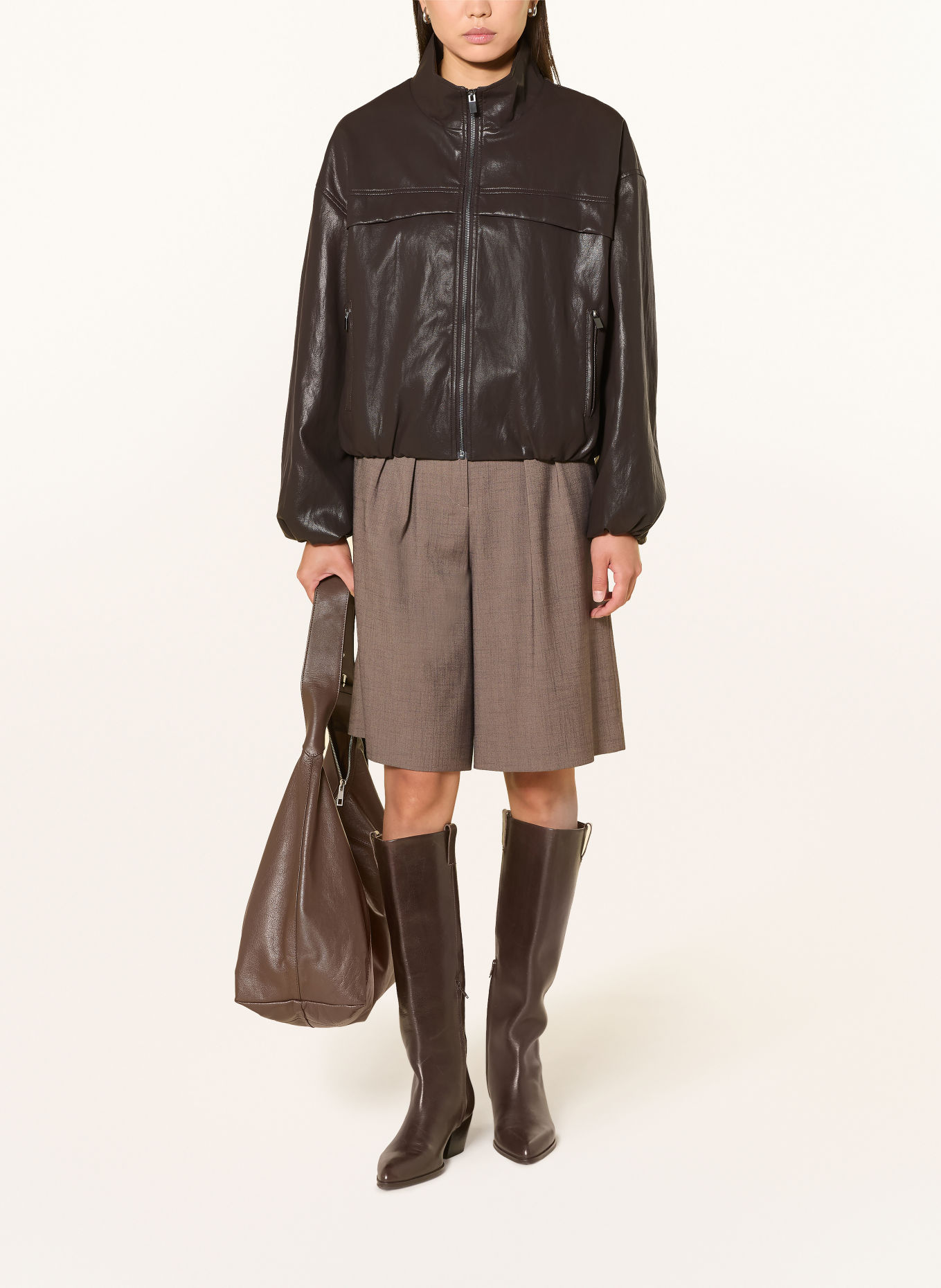 WITHBLACK Jacke AISHA in Lederoptik: DUNKELBRAUN