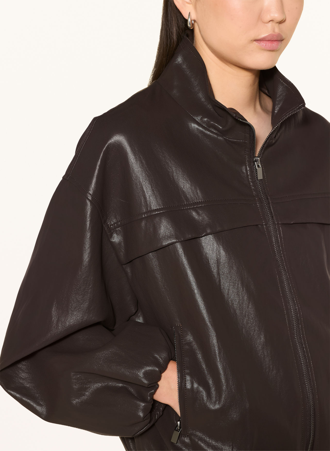WITHBLACK Jacke AISHA in Lederoptik: DUNKELBRAUN