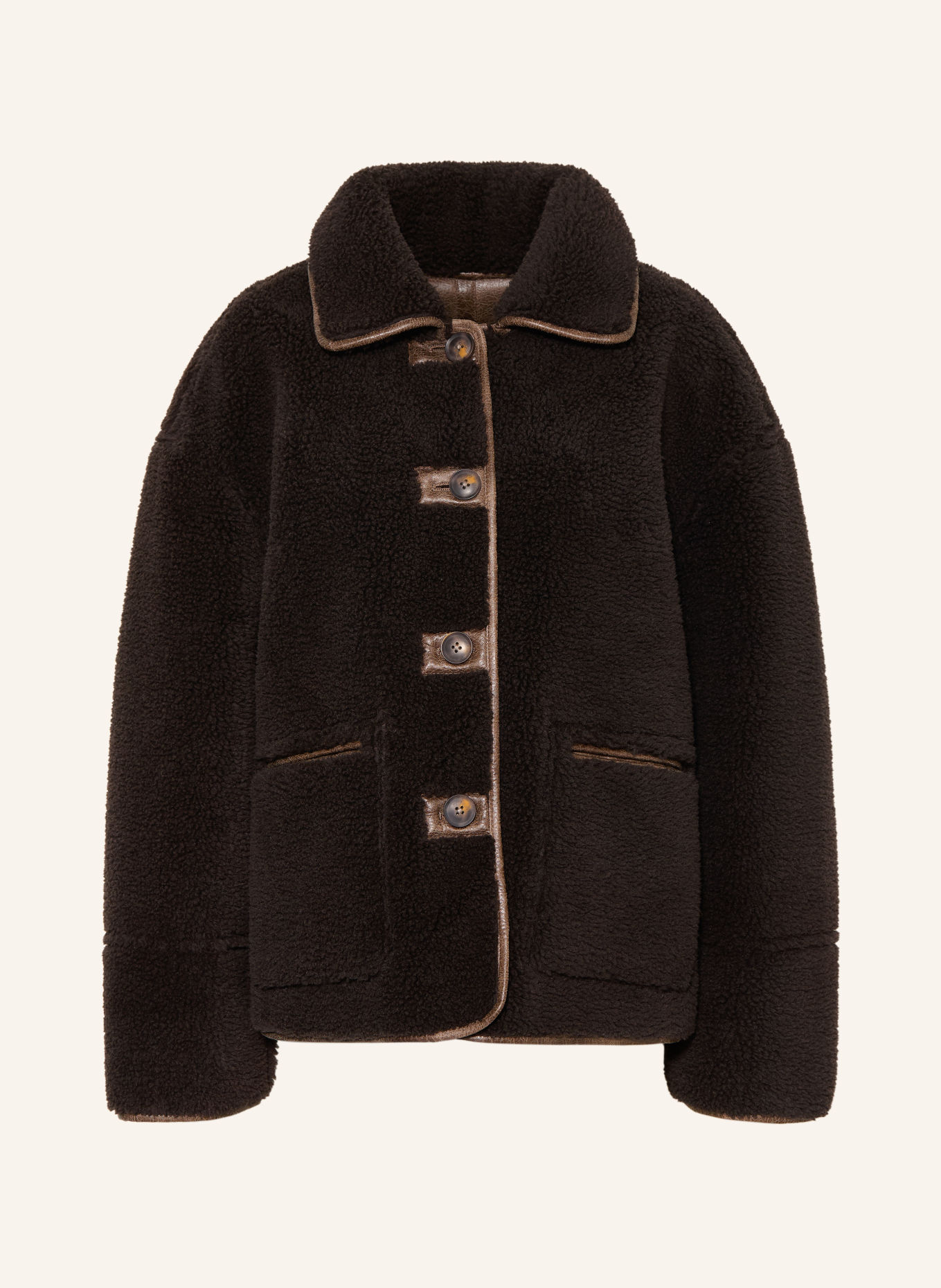 WITHBLACK Omkeerbare jas van teddybont: MARRON FONCÉ