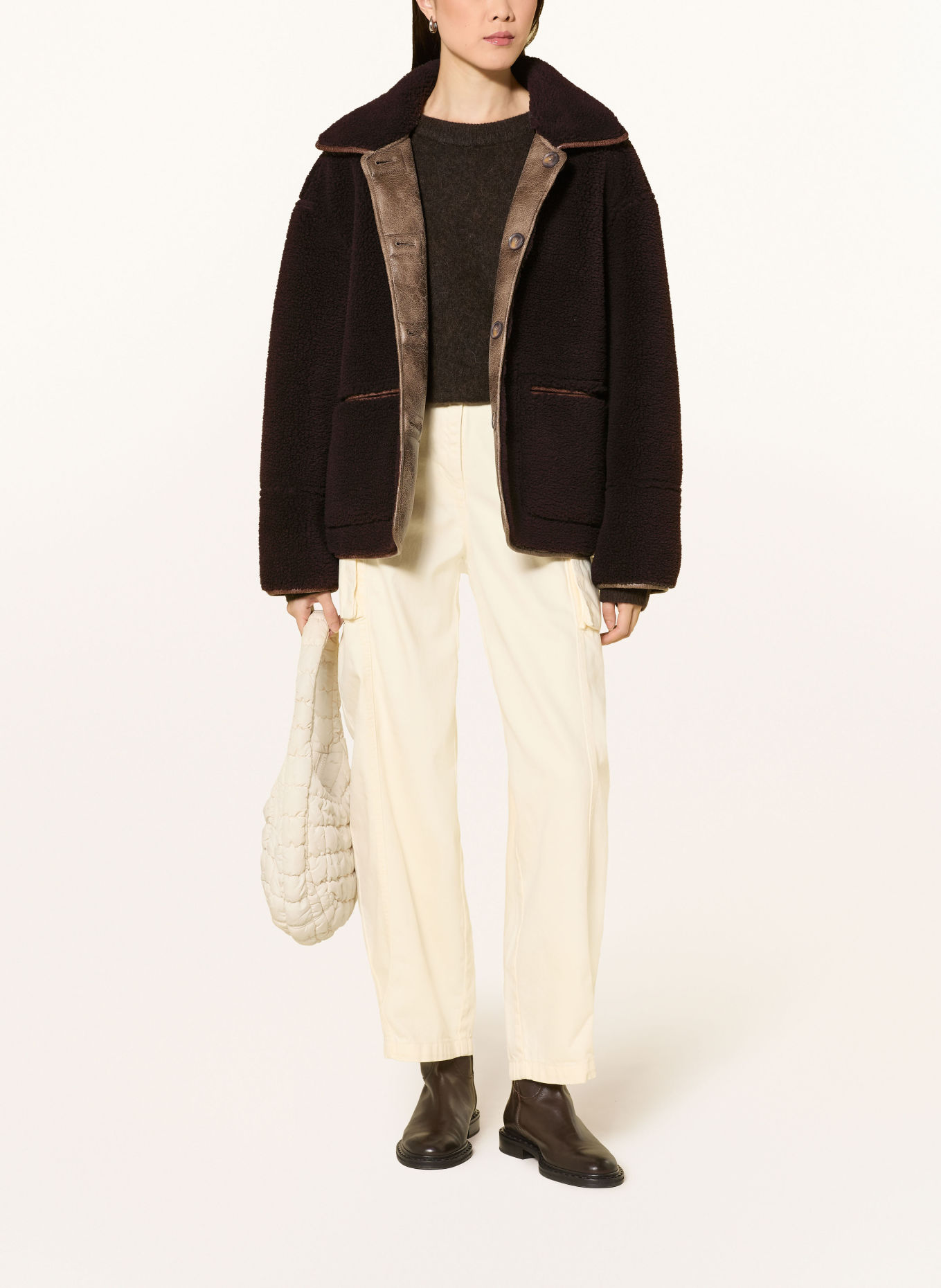 WITHBLACK Omkeerbare jas van teddybont: MARRON FONCÉ