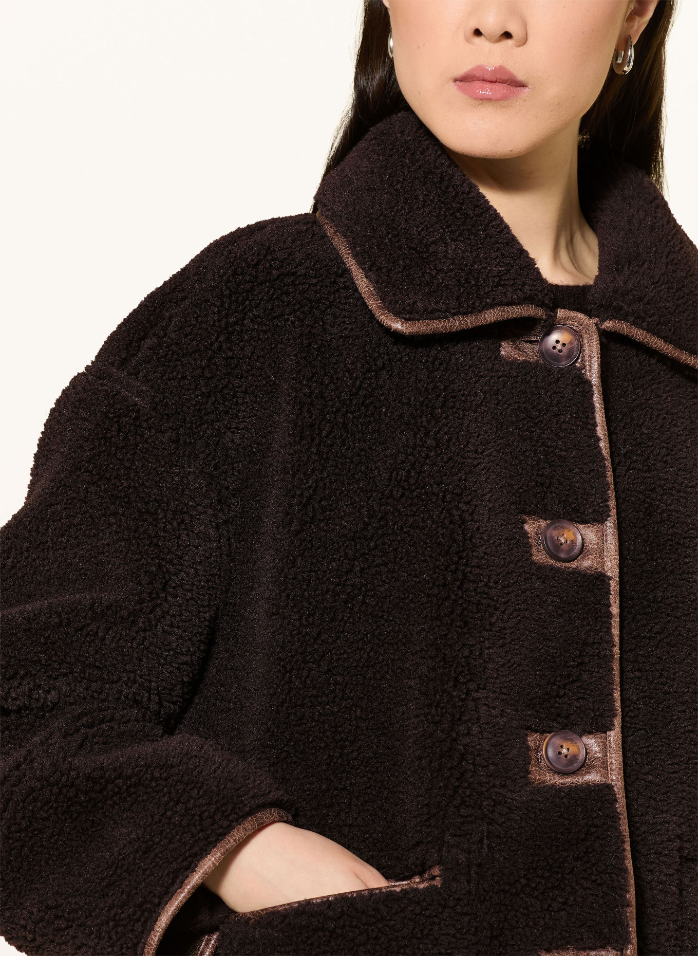 WITHBLACK Omkeerbare jas van teddybont: MARRON FONCÉ