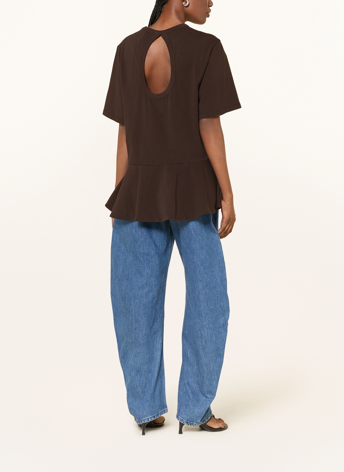 ROTATE T-shirt with cut-out: DARK BROWN