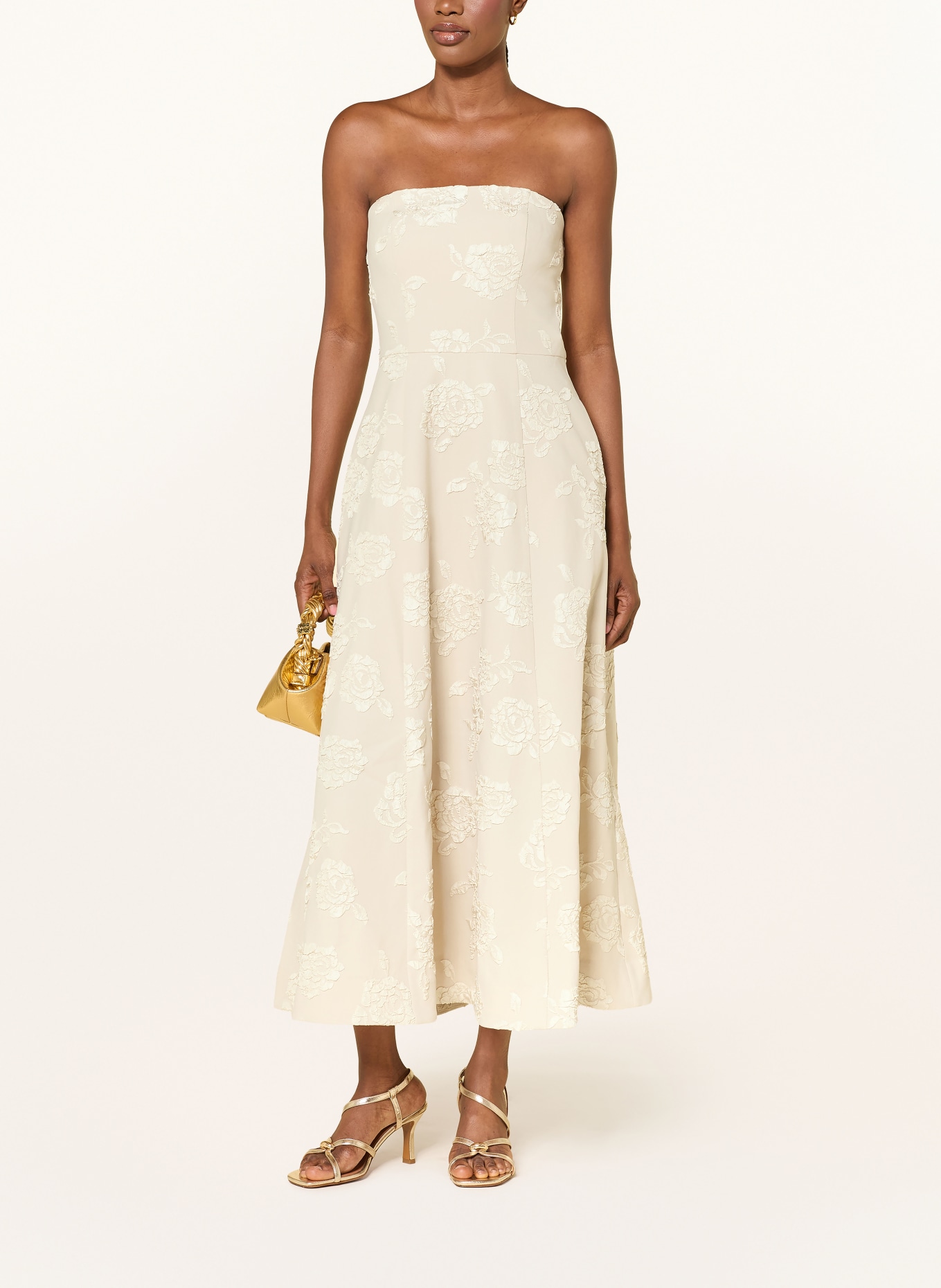 ROTATE Off-Shoulder-Kleid aus Jacquard: ECRU