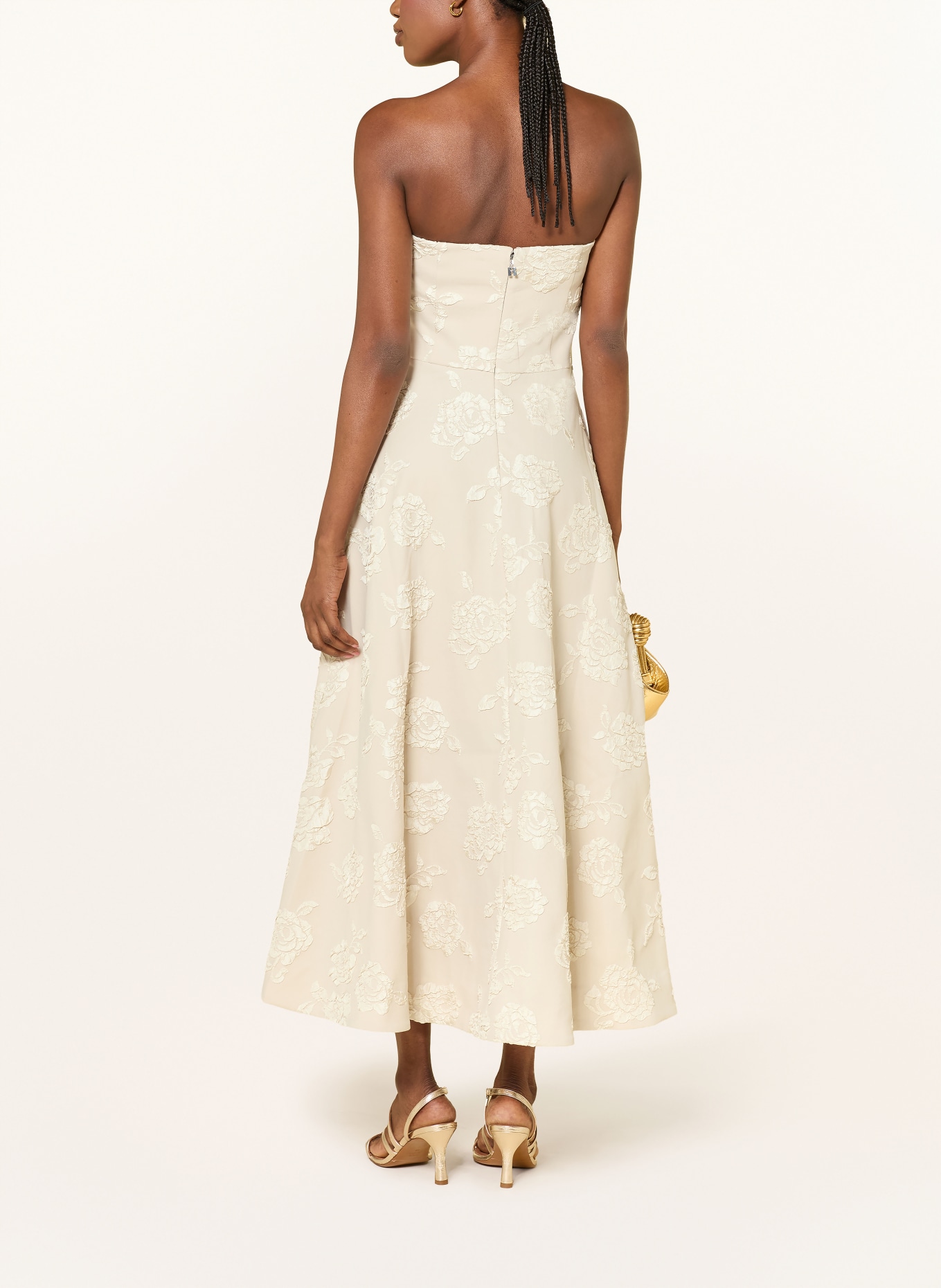 ROTATE Off-Shoulder-Kleid aus Jacquard: ECRU