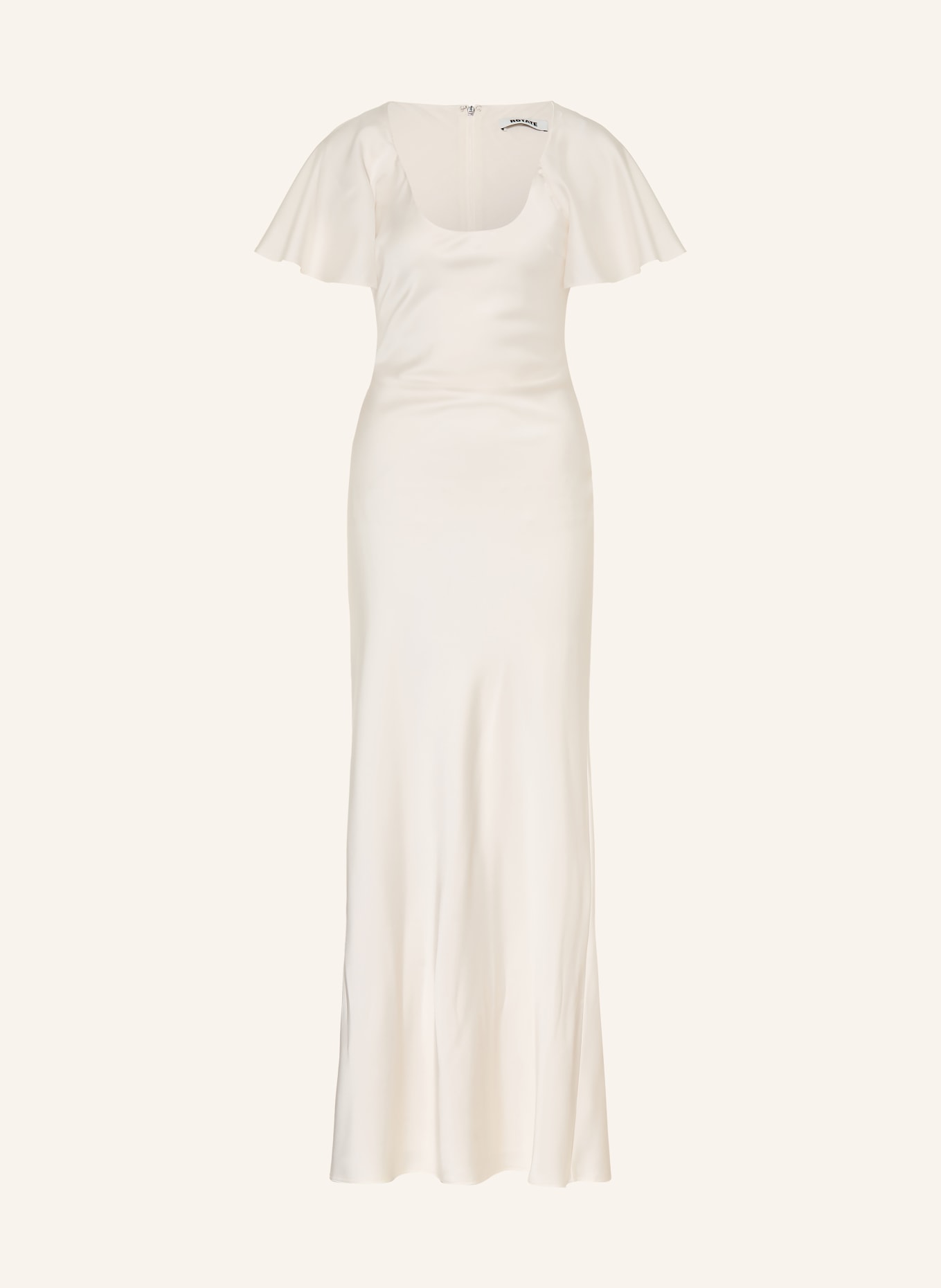 ROTATE Satin dress with flounces: WHITE