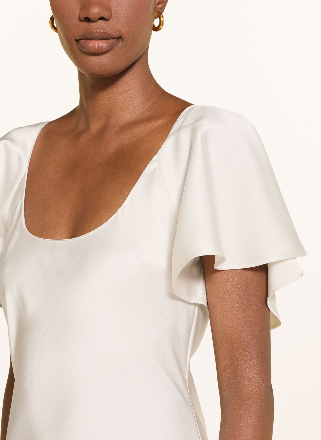 ROTATE Satin dress with flounces: WHITE