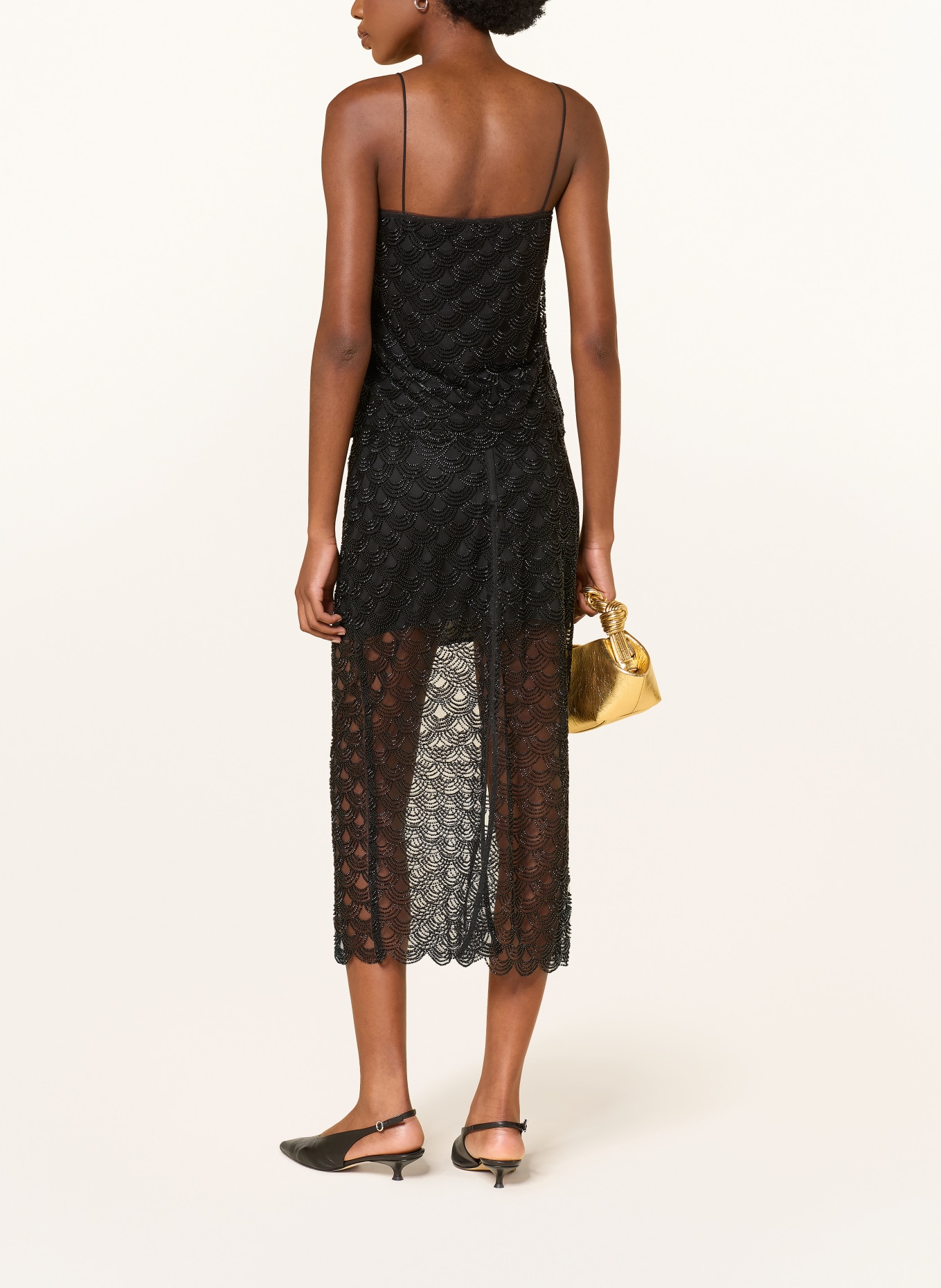 ROTATE Skirt with decorative beads: BLACK