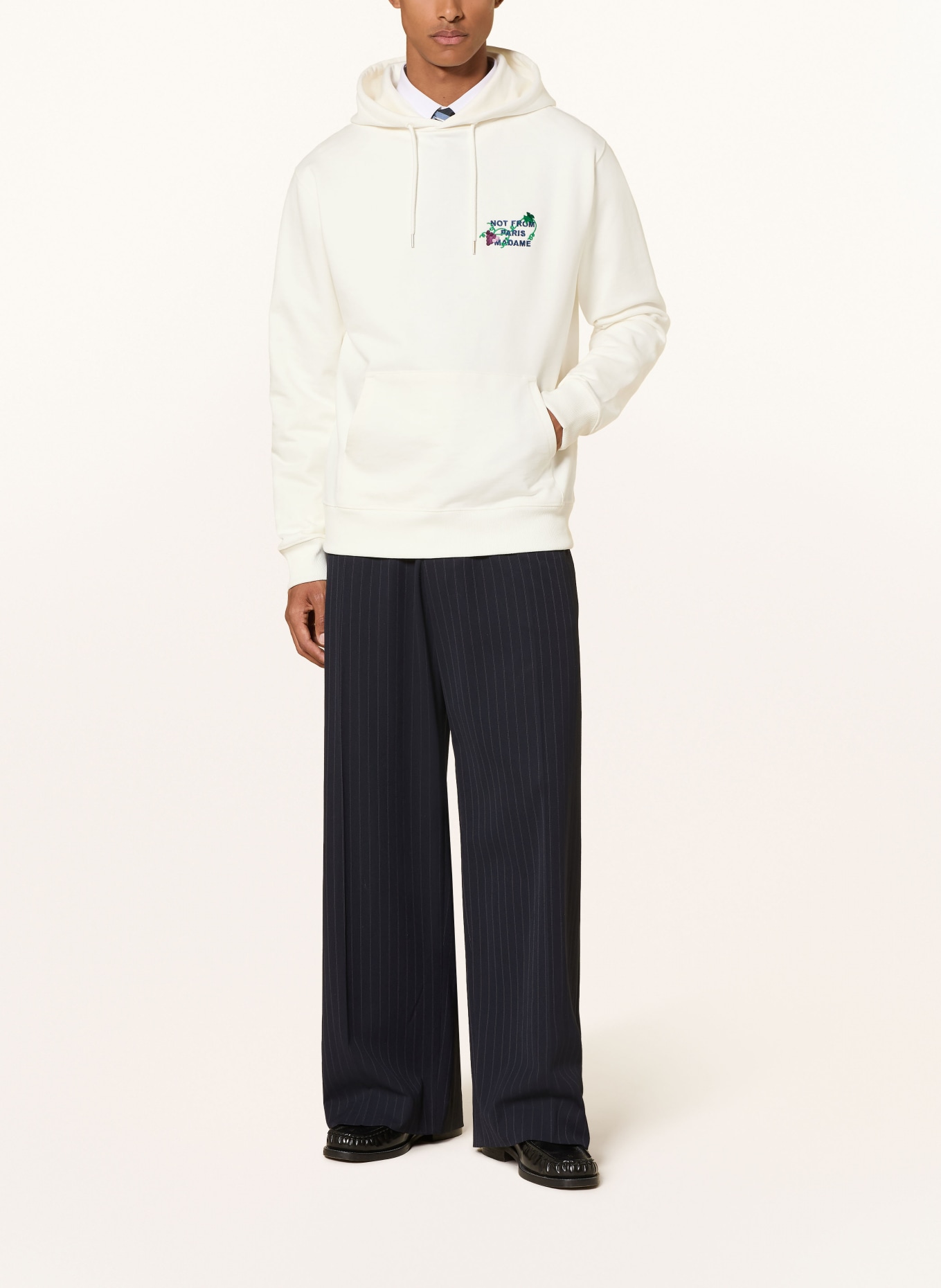 DRÔLE DE MONSIEUR Sweat à capuche: BLANC / VERT / BLEU FONCÉ