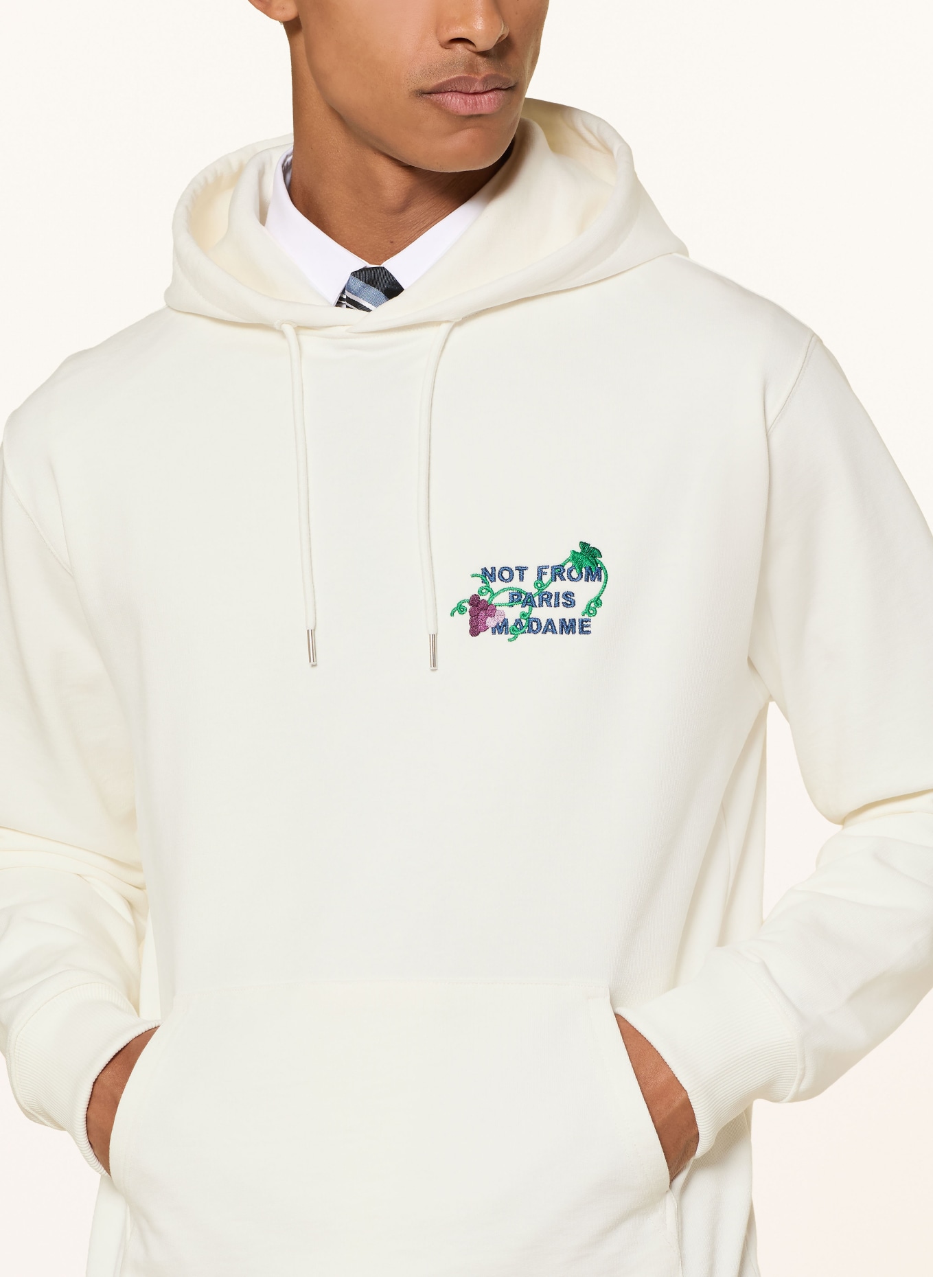 DRÔLE DE MONSIEUR Sweat à capuche: BLANC / VERT / BLEU FONCÉ