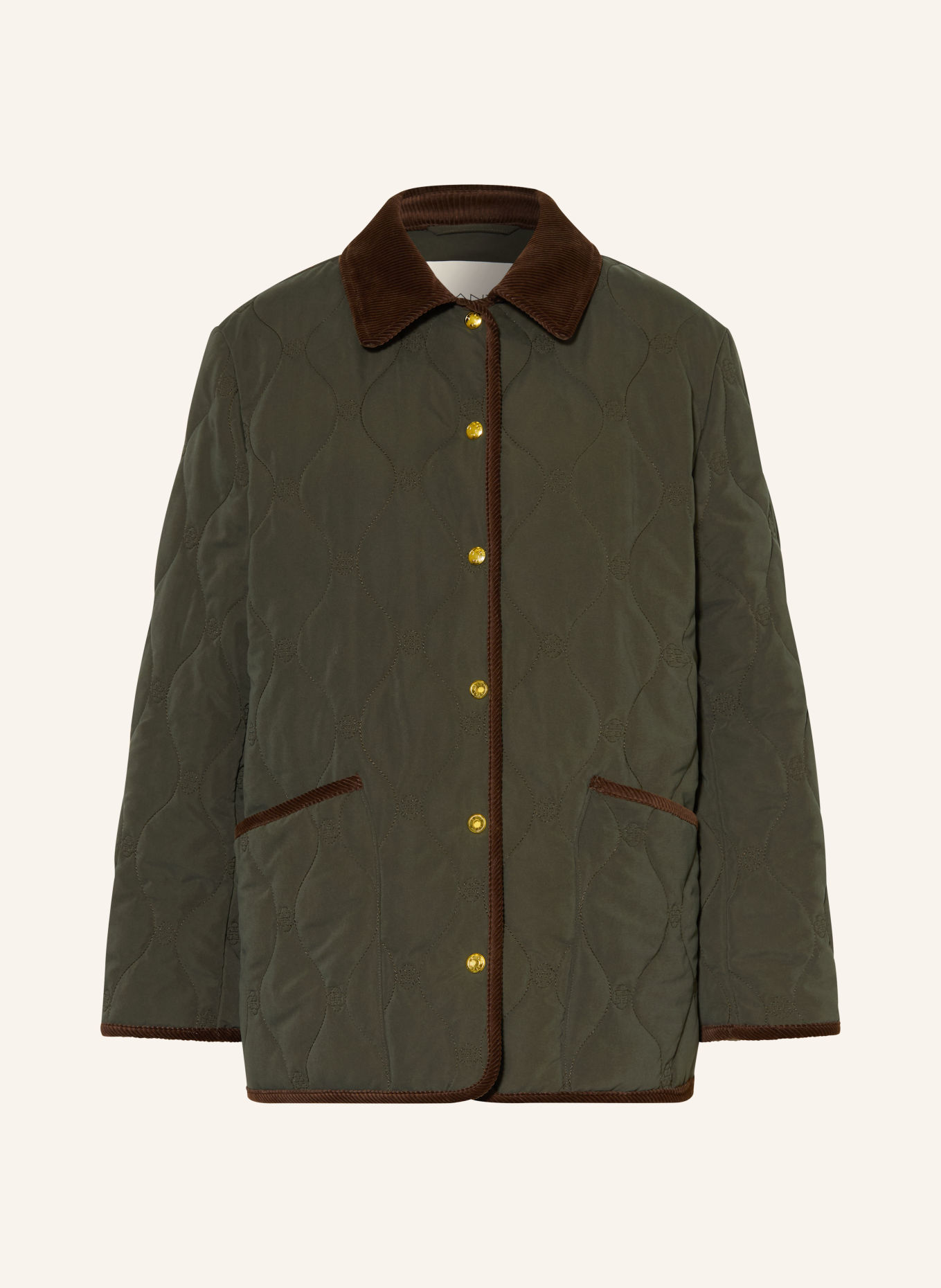 Gant Steppjacke mit Cord: OLIV / BRAUN