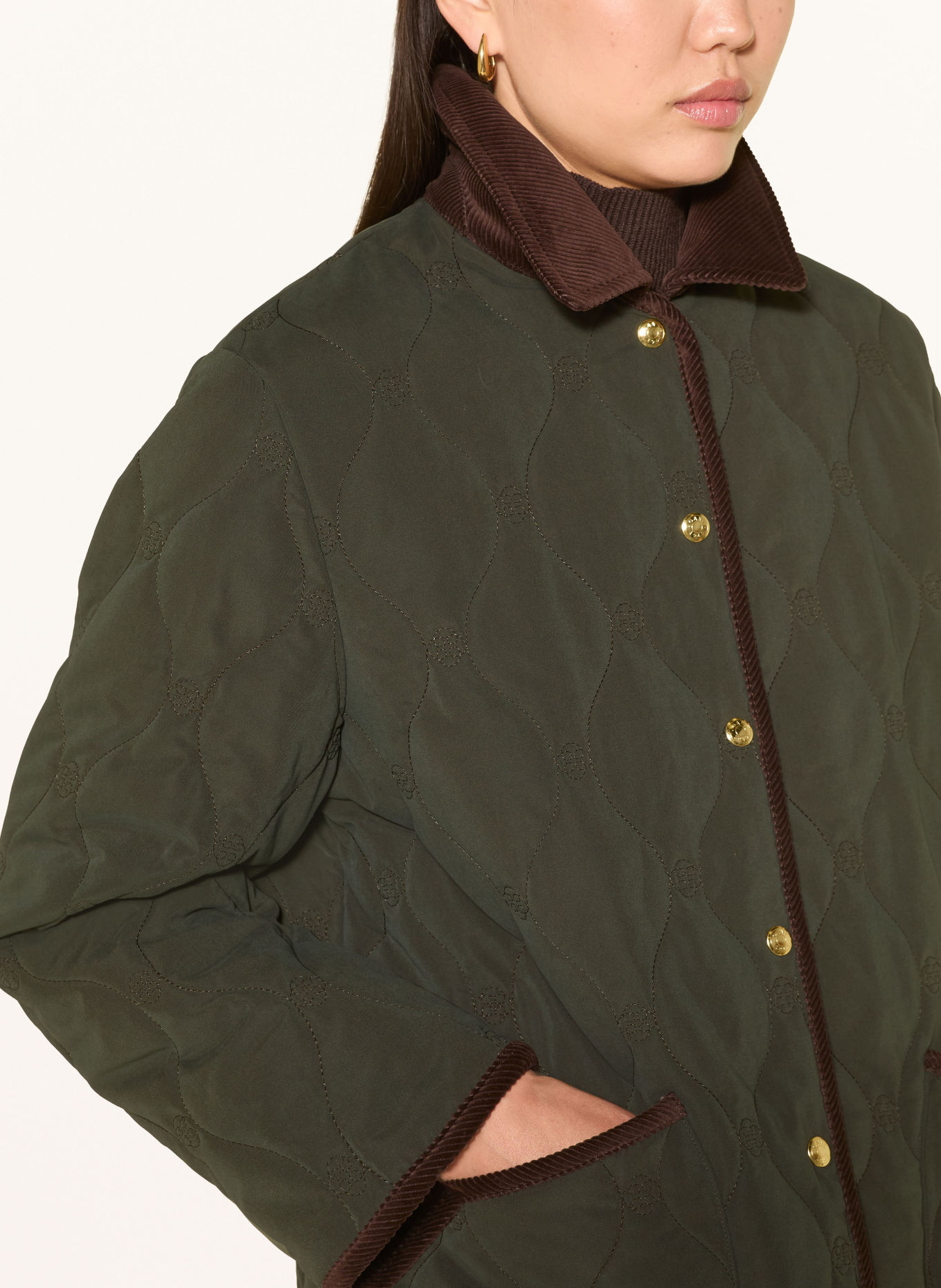 Gant Steppjacke mit Cord: OLIV / BRAUN