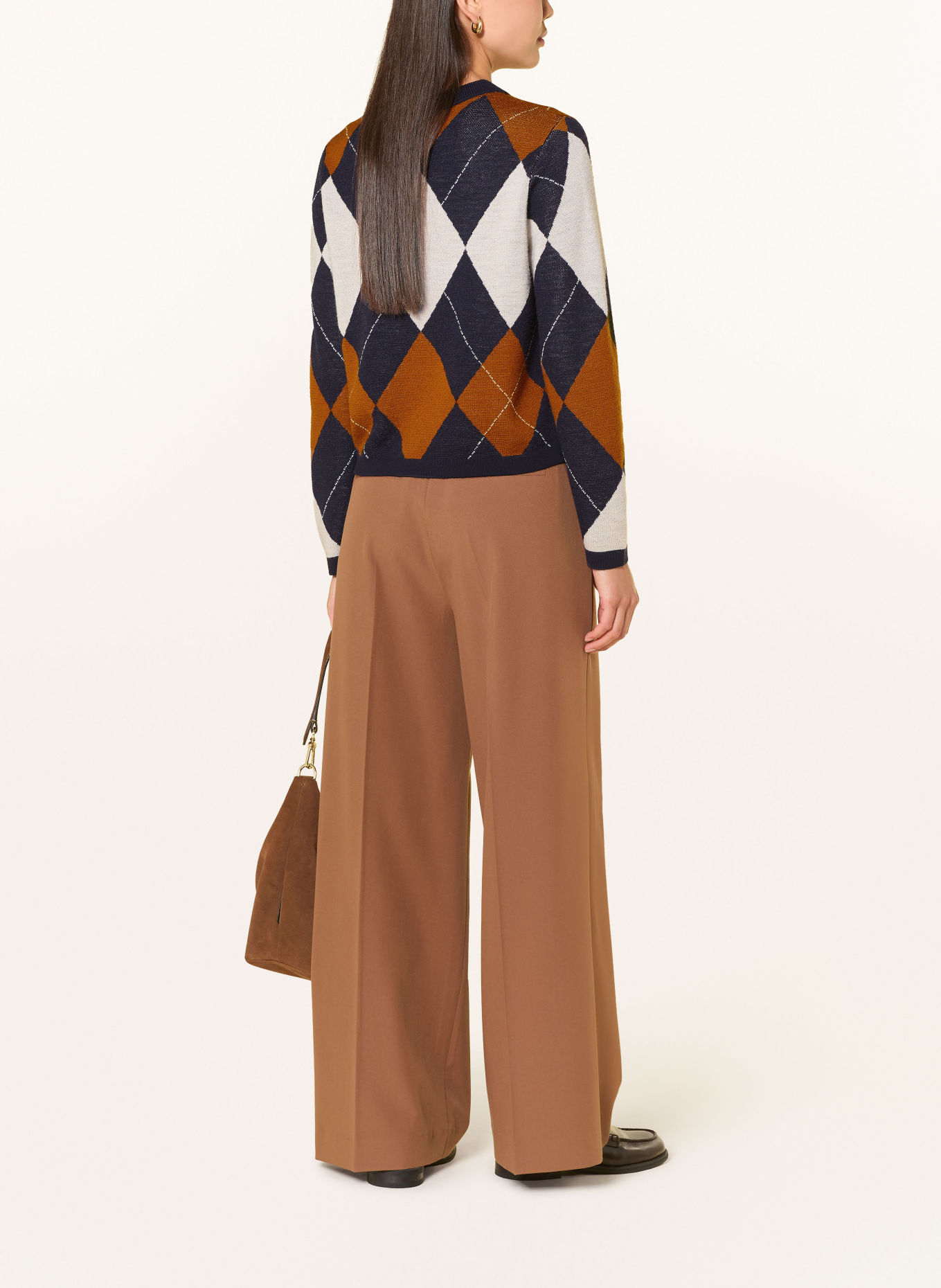 GANT Gilet: BLEU FONCÉ / COGNAC / CRÈME
