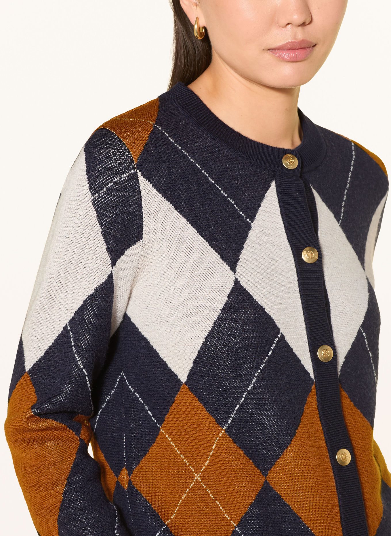 GANT Gilet: BLEU FONCÉ / COGNAC / CRÈME