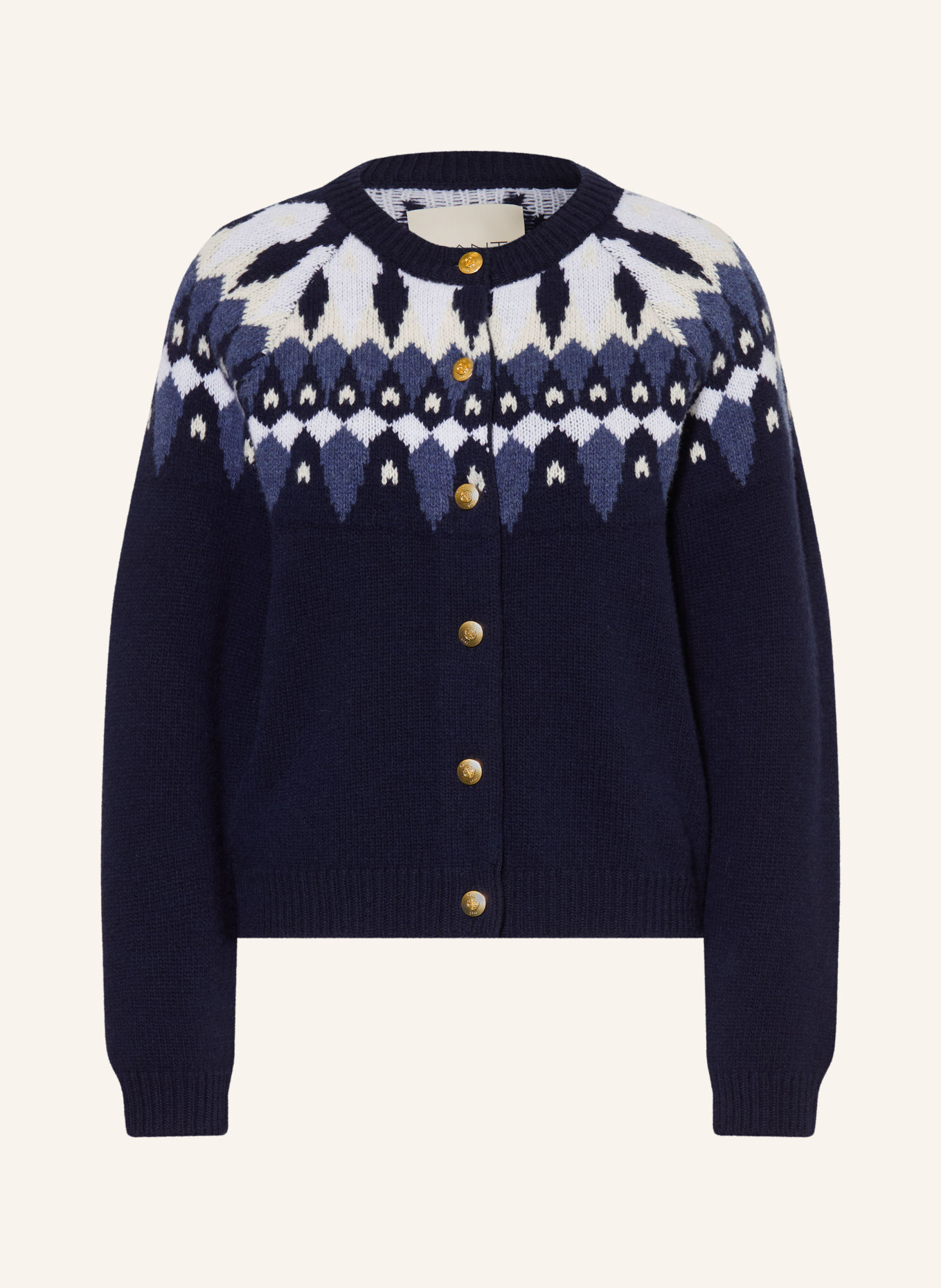 GANT Strickjacke: DUNKELBLAU / HELLBRAUN / WEISS