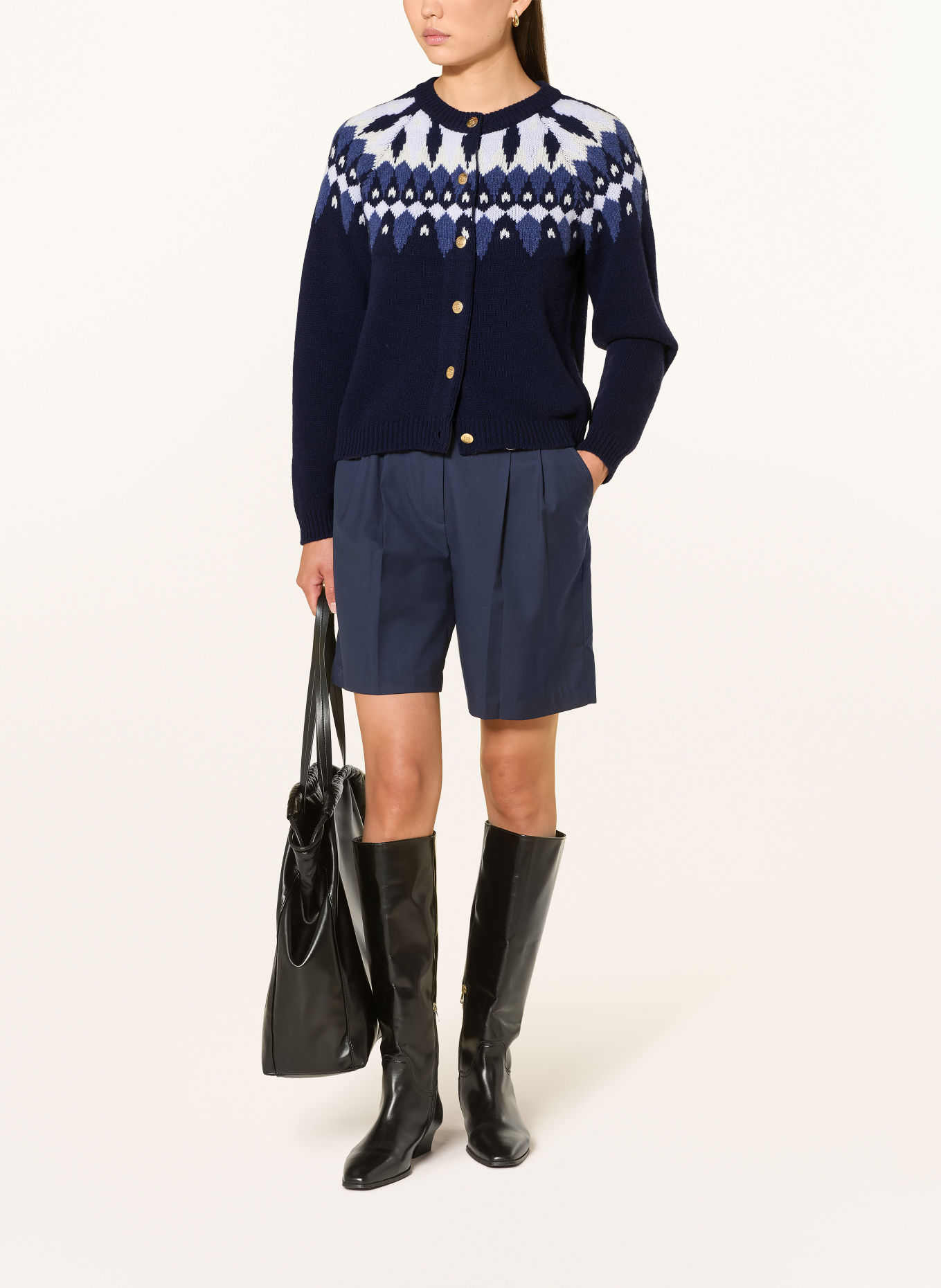 GANT Strickjacke: DUNKELBLAU / HELLBRAUN / WEISS