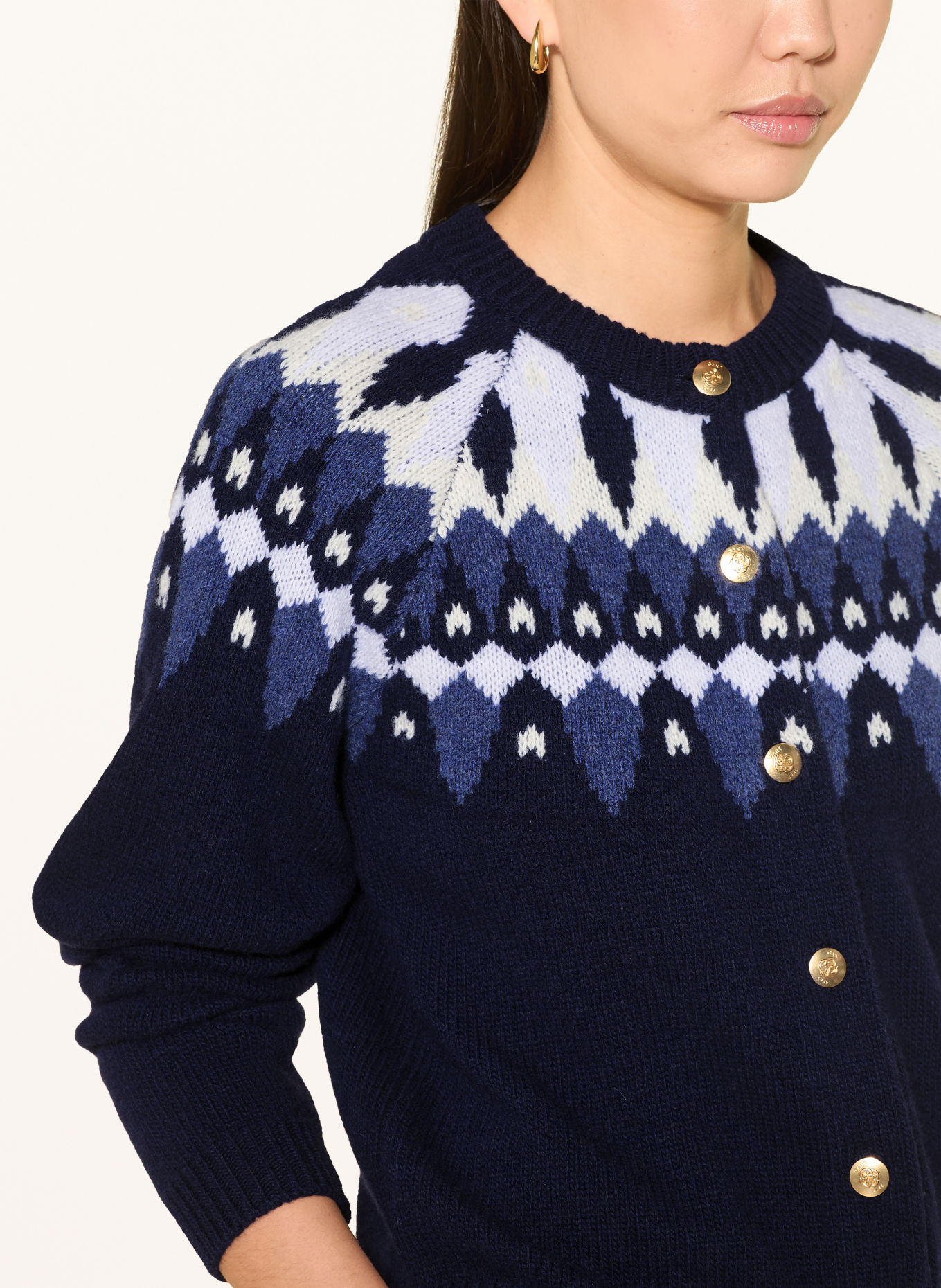 GANT Strickjacke: DUNKELBLAU / HELLBRAUN / WEISS