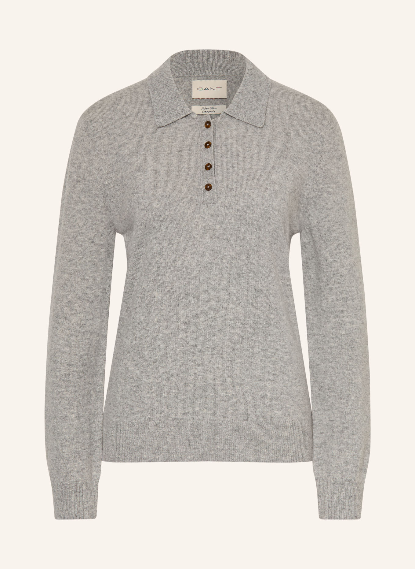GANT Strick-Poloshirt: GRAU