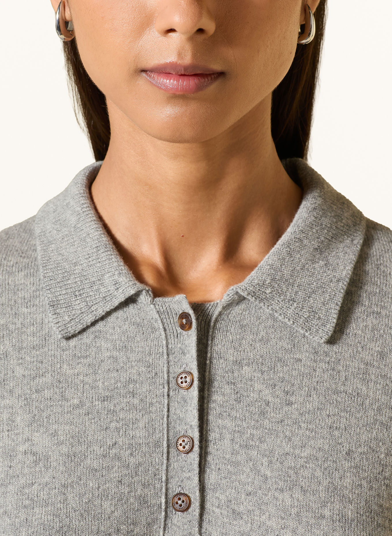GANT Strick-Poloshirt: GRAU