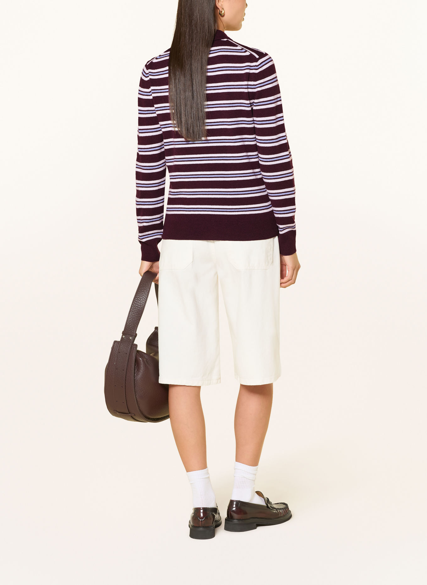 GANT Strick-Poloshirt: DUNKELROT / CREME / HELLBLAU