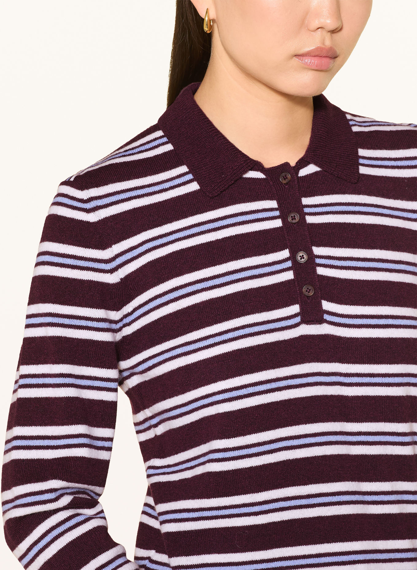GANT Strick-Poloshirt: DUNKELROT / CREME / HELLBLAU