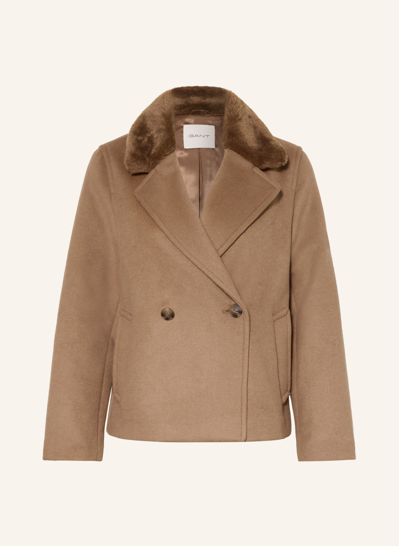 GANT Jas met kunstbont: CAMEL / BRUIN