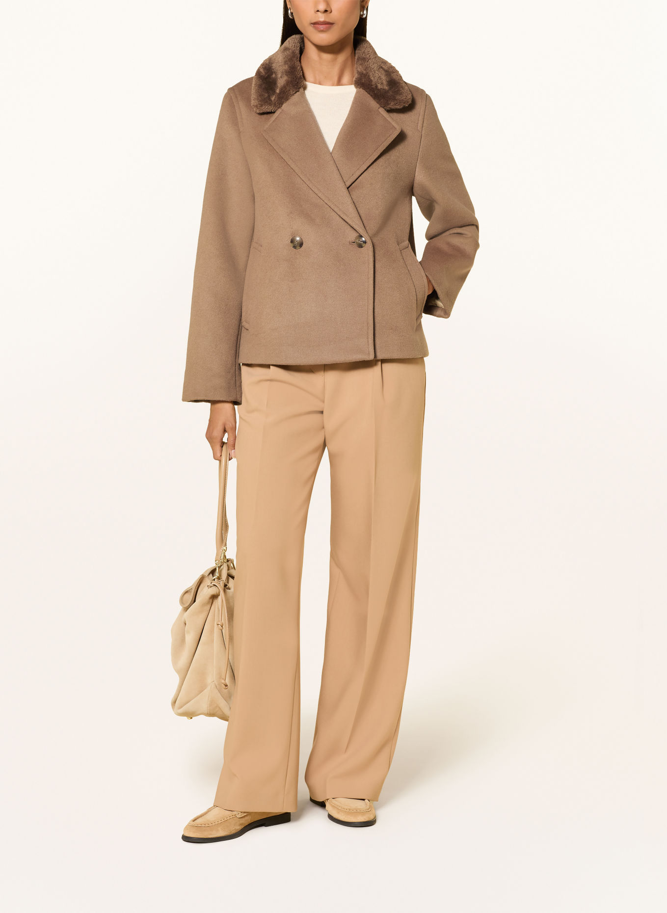 GANT Jas met kunstbont: CAMEL / BRUIN