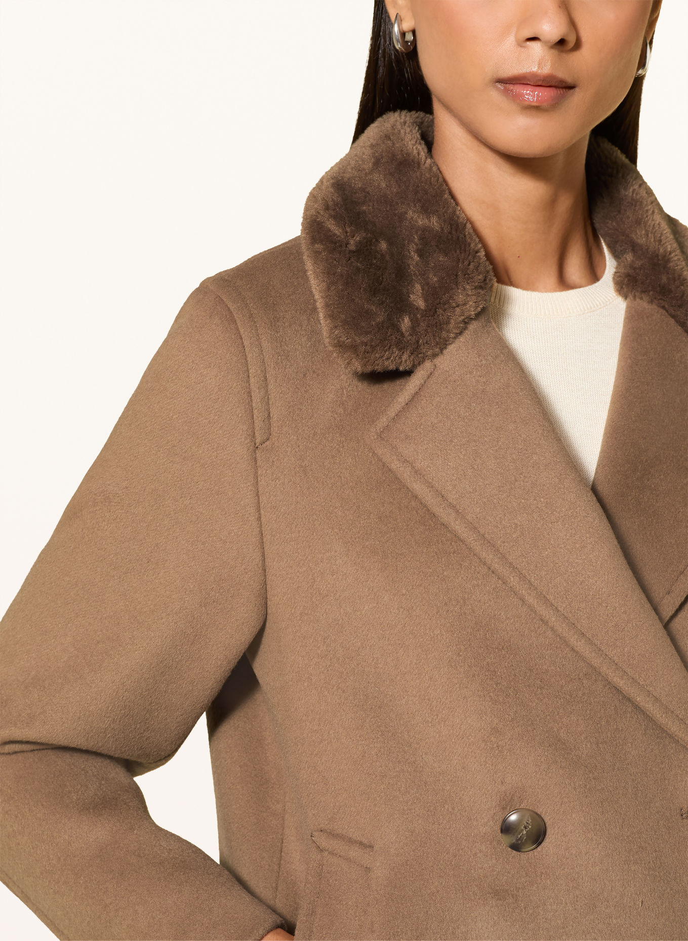 GANT Jas met kunstbont: CAMEL / BRUIN