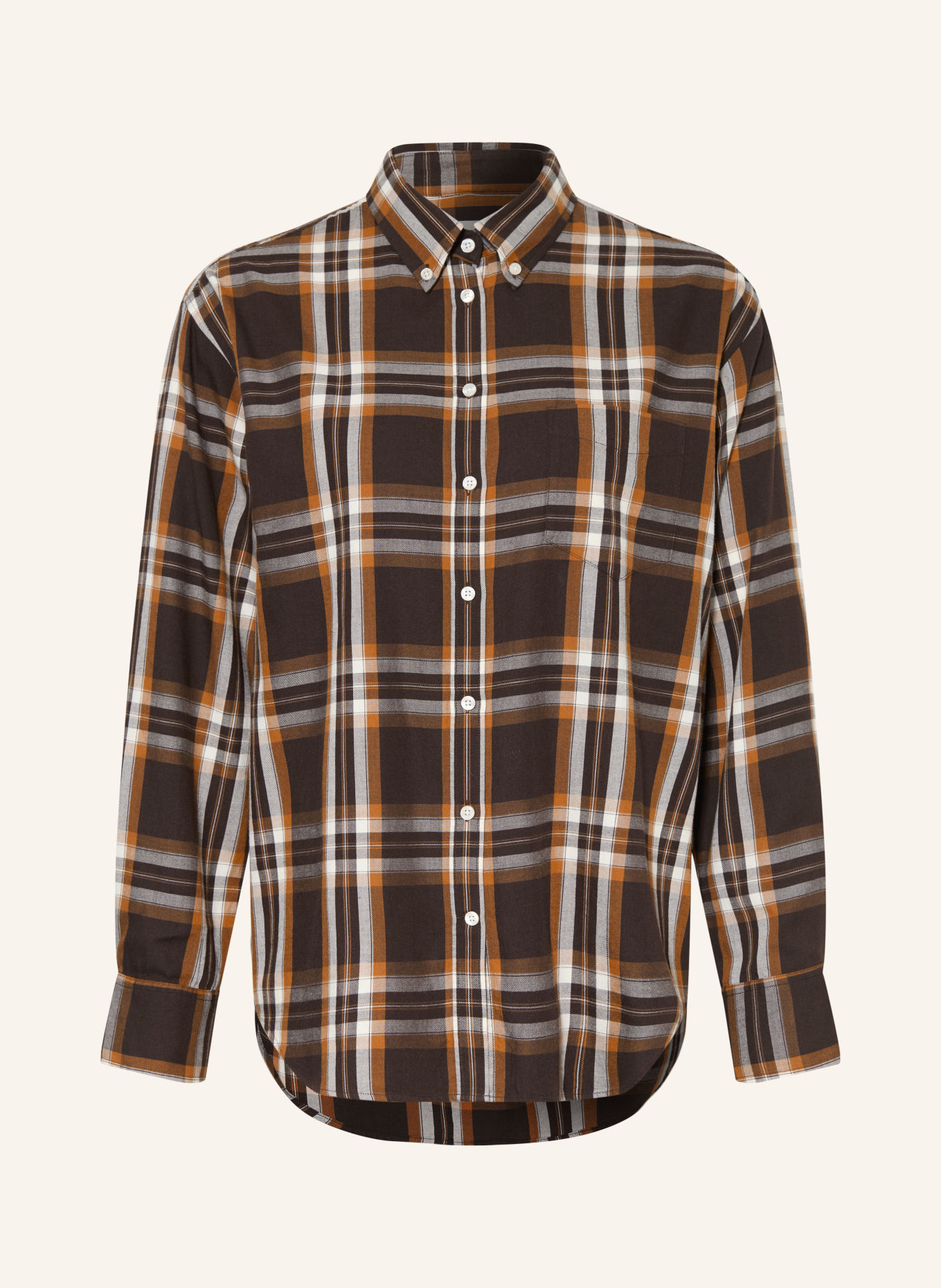 GANT Flanellbluse: MØRKEBRUN / COGNAC / CREME