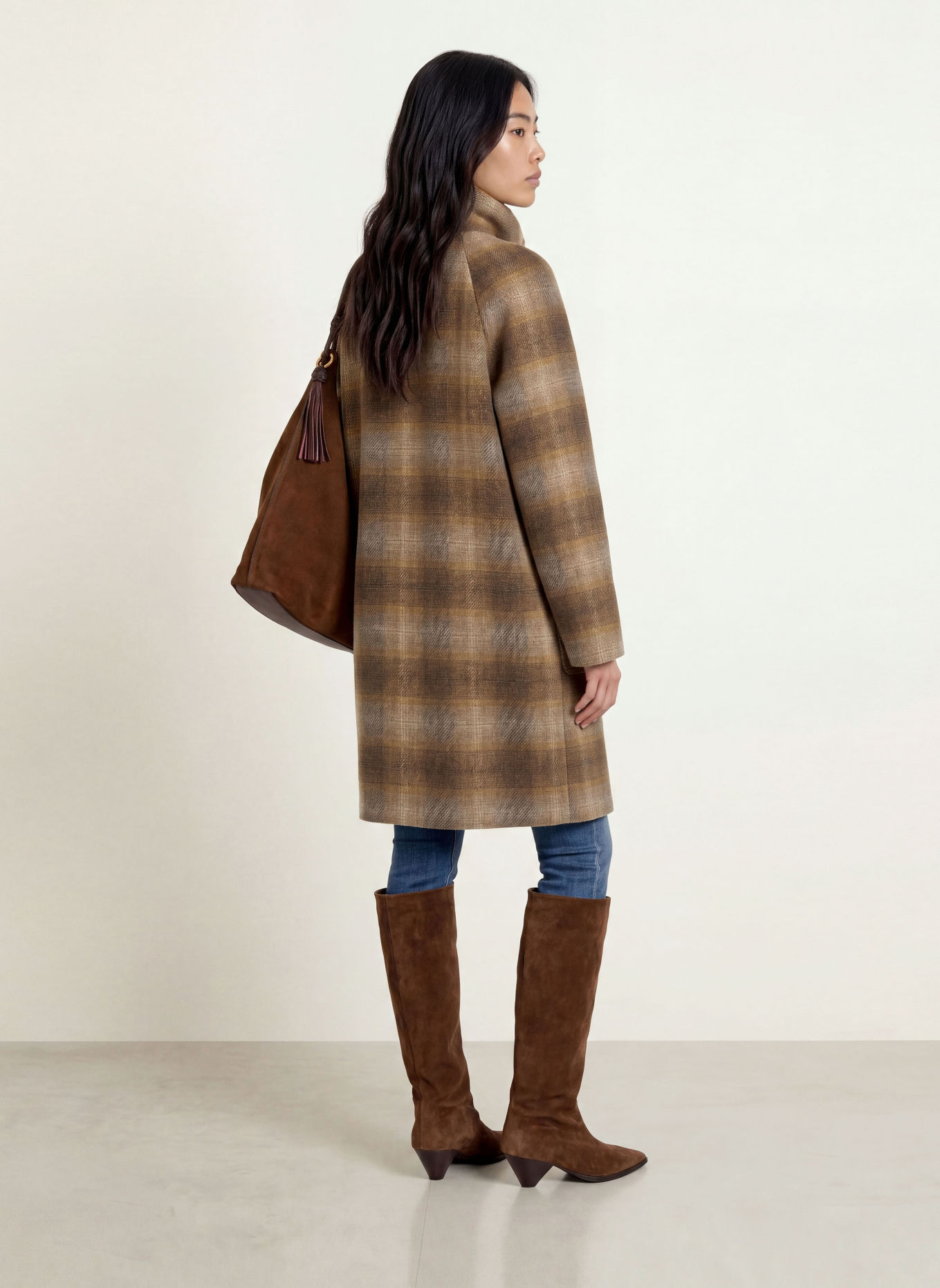 FUCHS SCHMITT Wollmantel BERMUDAS: DUNKELBRAUN / CAMEL / BEIGE
