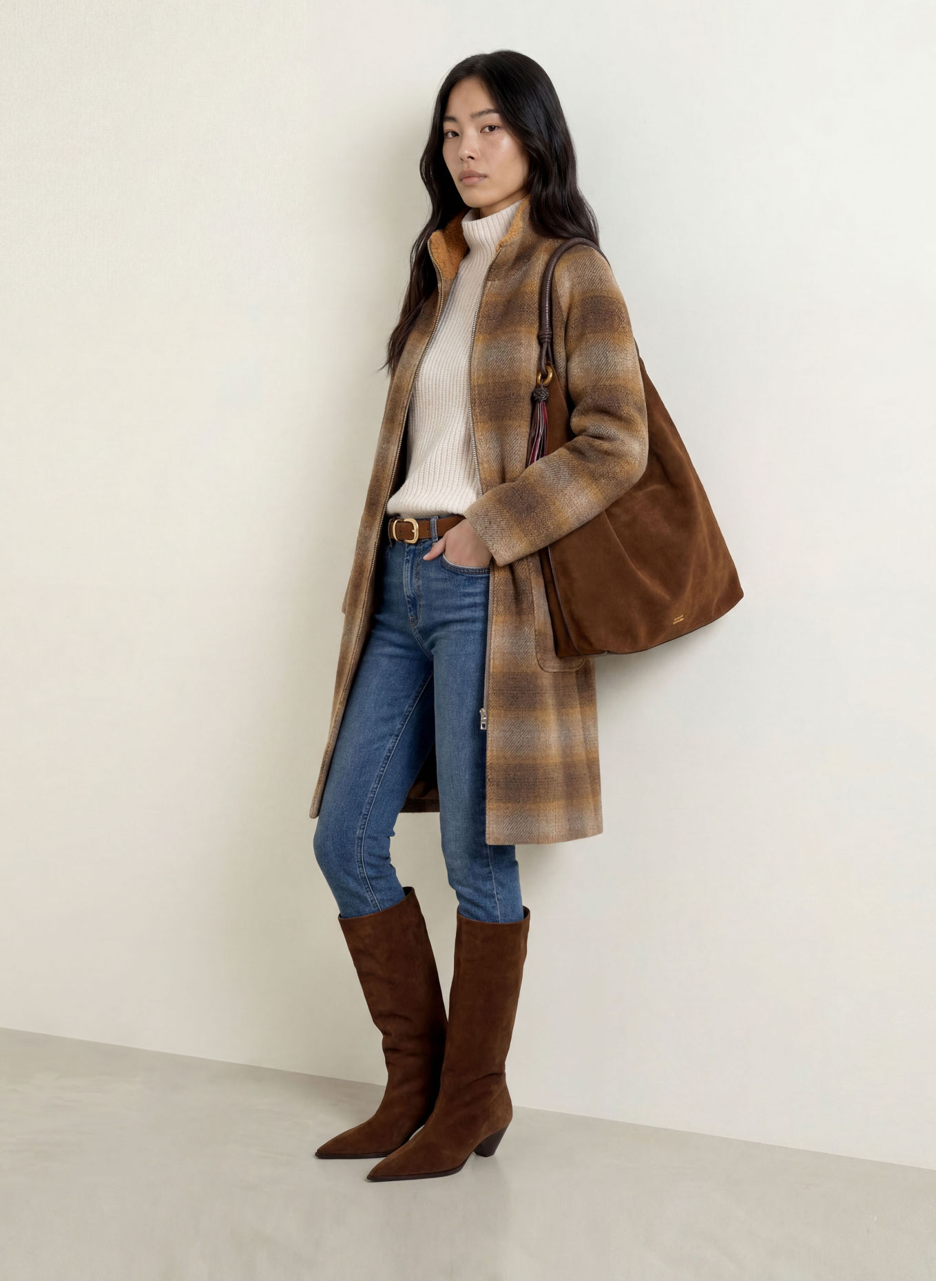 FUCHS SCHMITT Wollmantel BERMUDAS: DUNKELBRAUN / CAMEL / BEIGE
